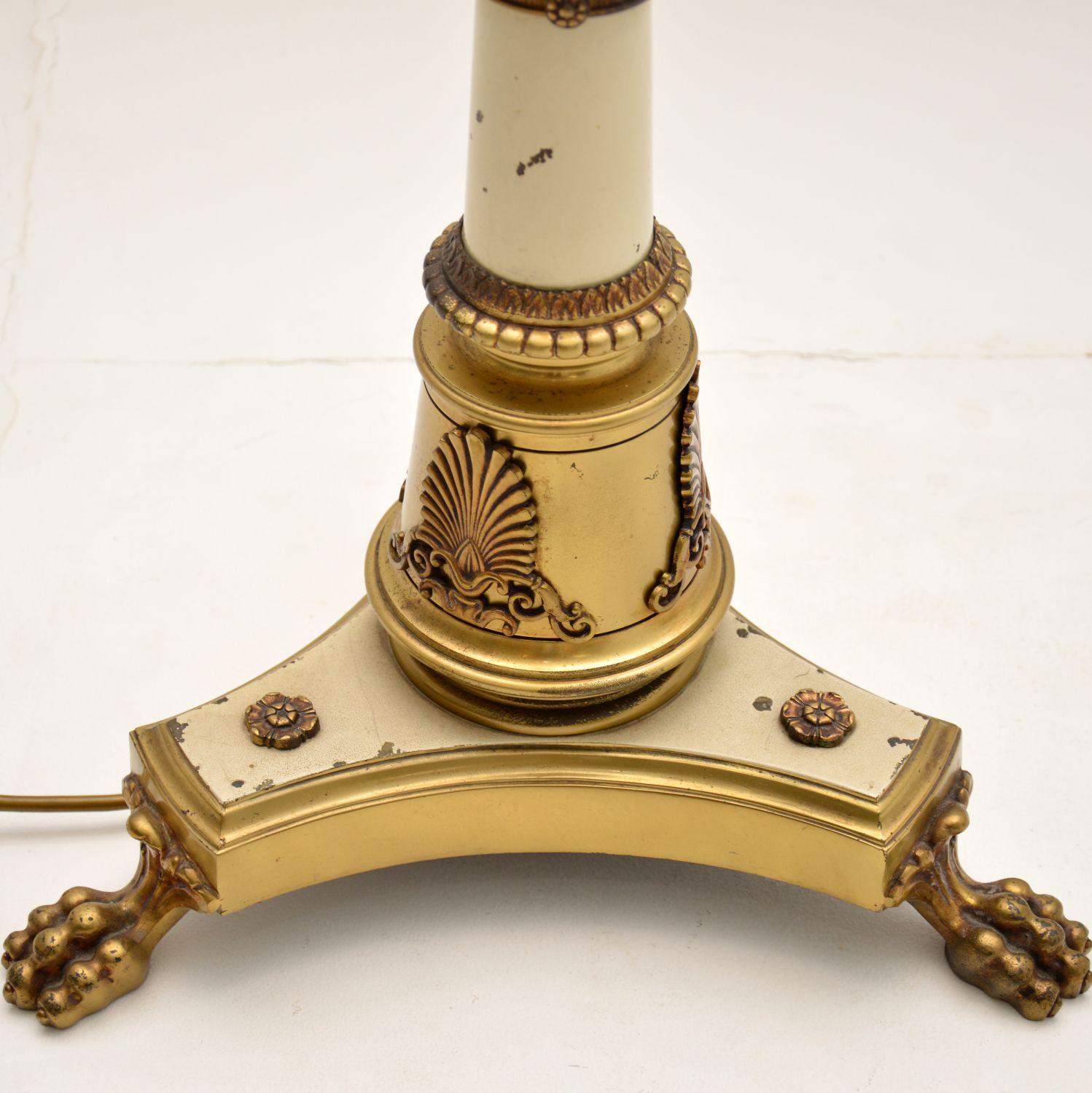 Antique French Tole Floor Lamp and Shade In Good Condition In London, GB