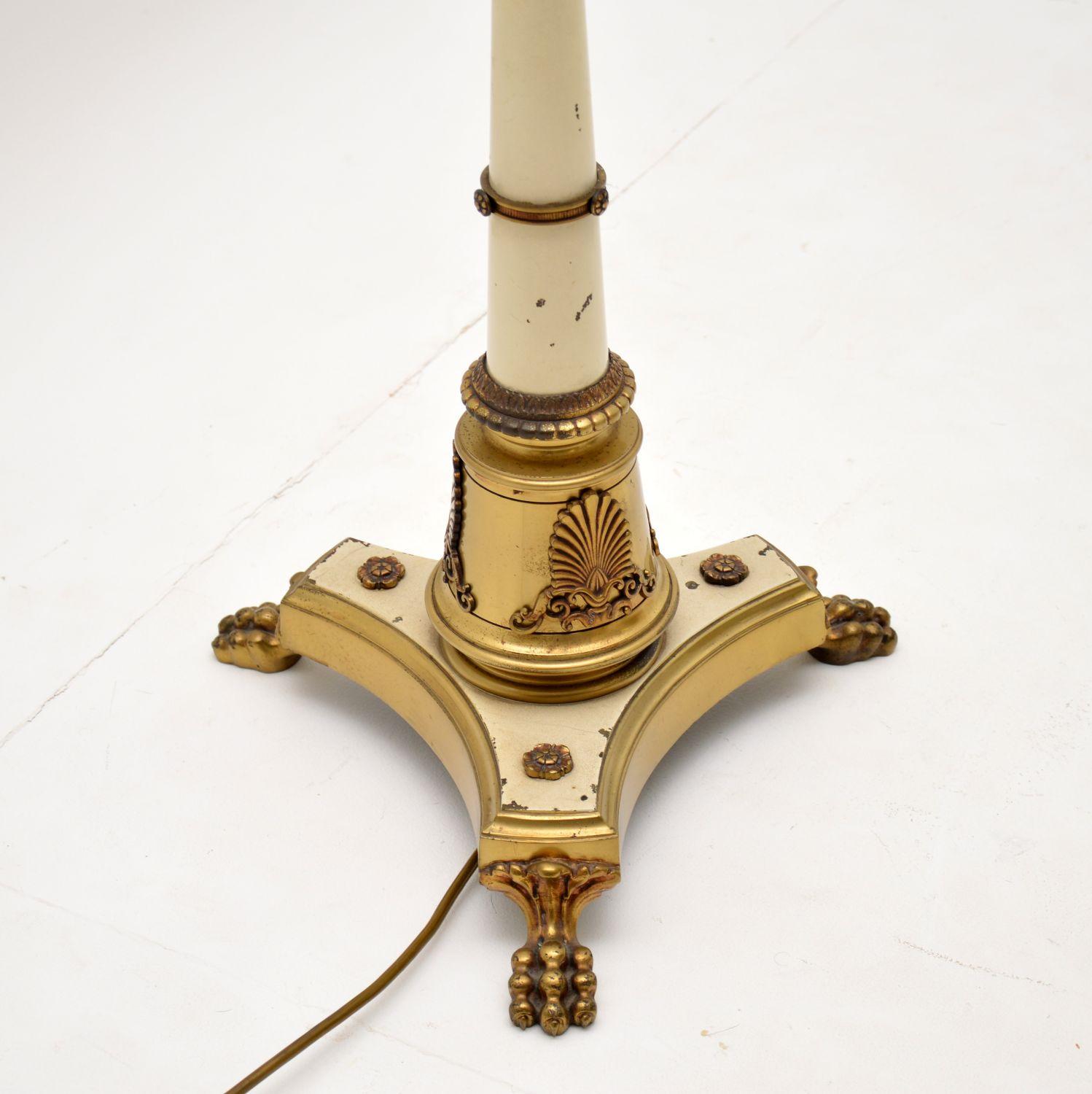 Metal Antique French Tole Floor Lamp and Shade
