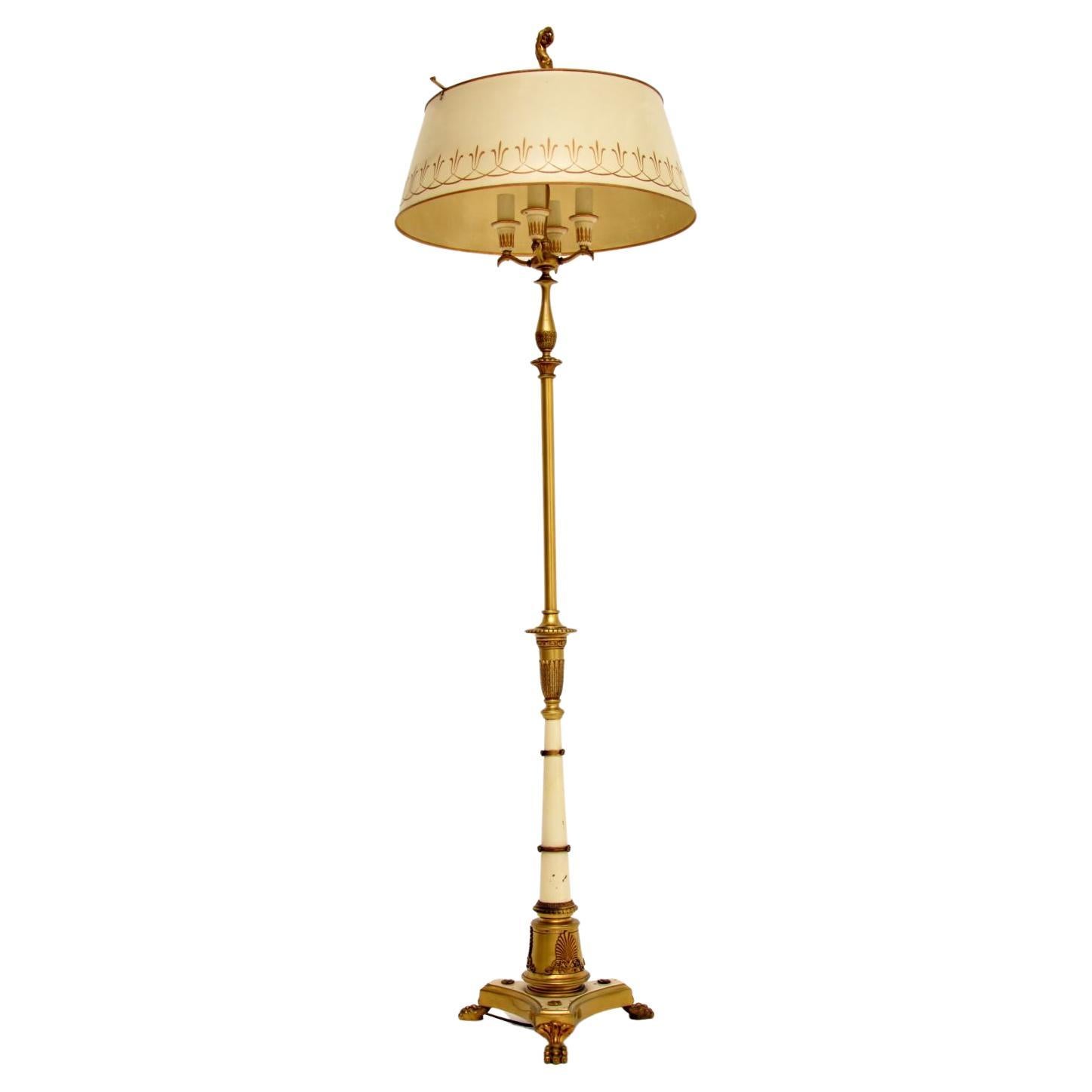 Antique French Tole Floor Lamp & Shade