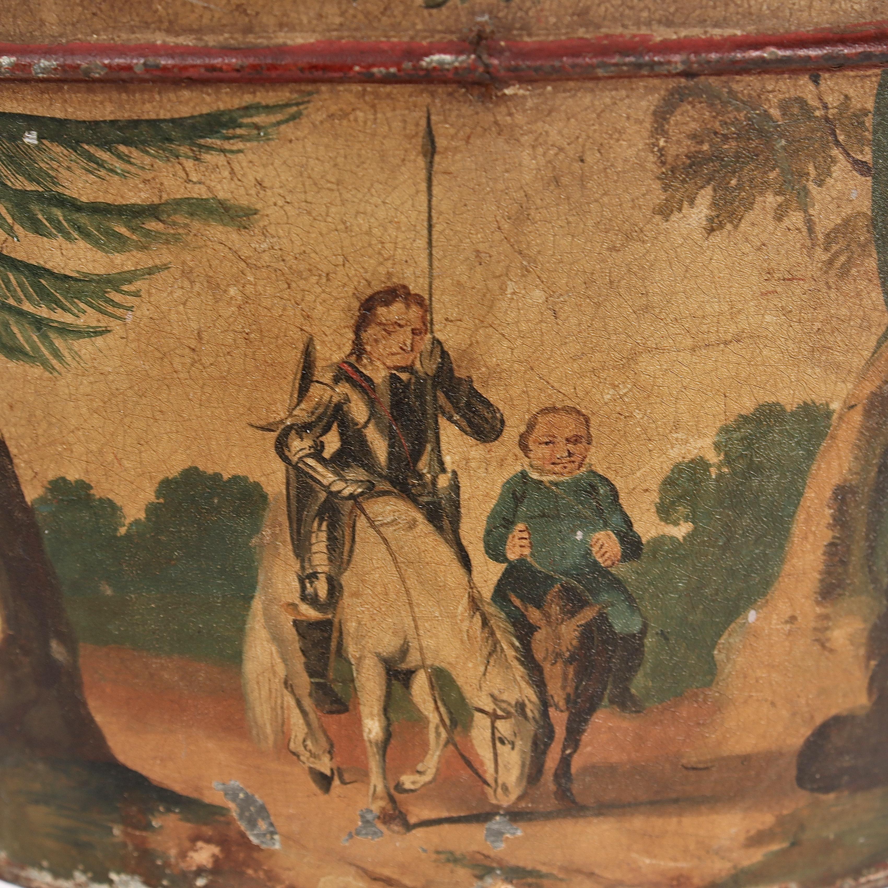Cache pot ou jardinière ancienne en faïence peinte d'une scène de Don Quichotte en vente 4