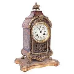 Antique French Tortoiseshell & Brass Inlaid Boulle Ormolu 8 Day Clock Paris 1880