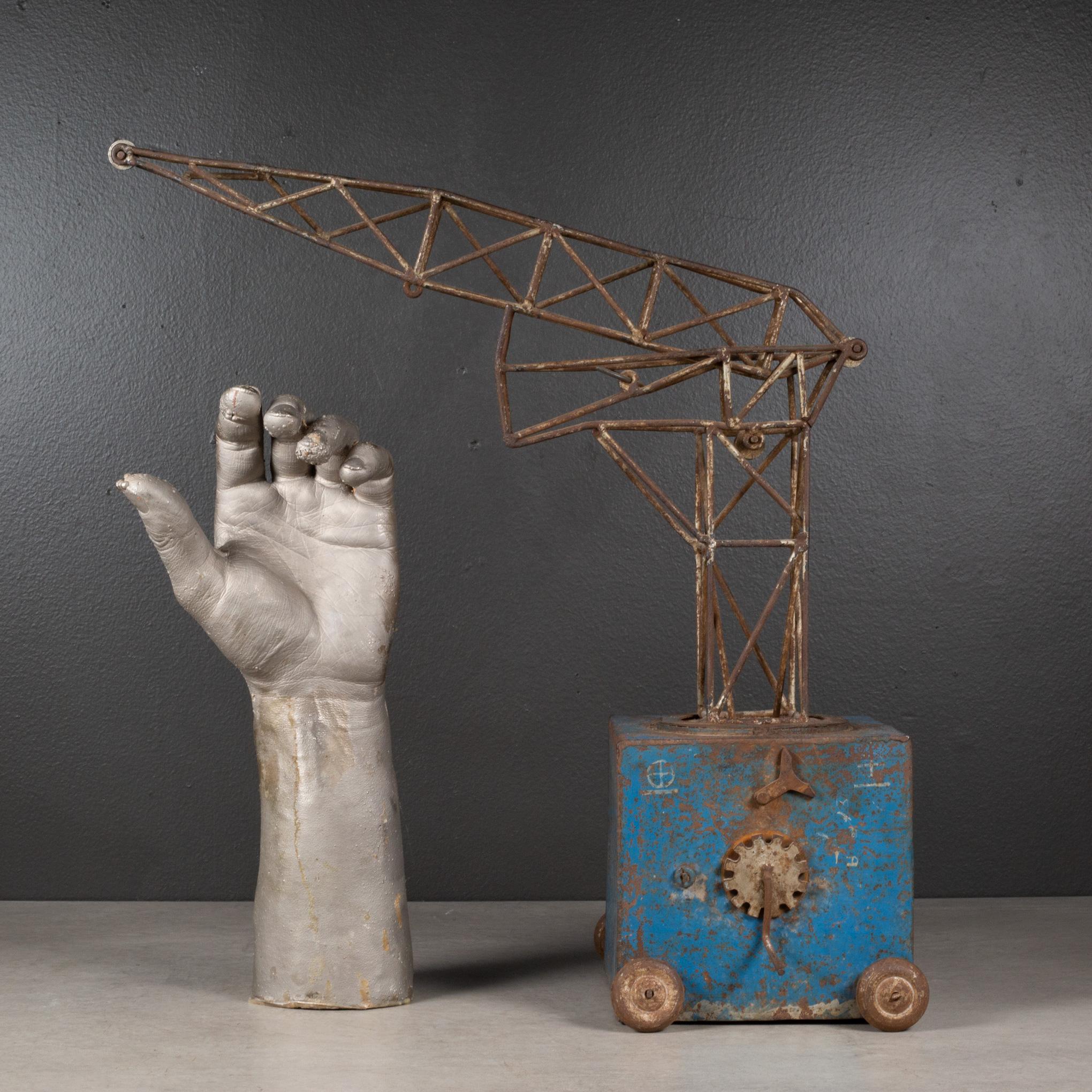 Metal Antique French Toy Crane, c.1930