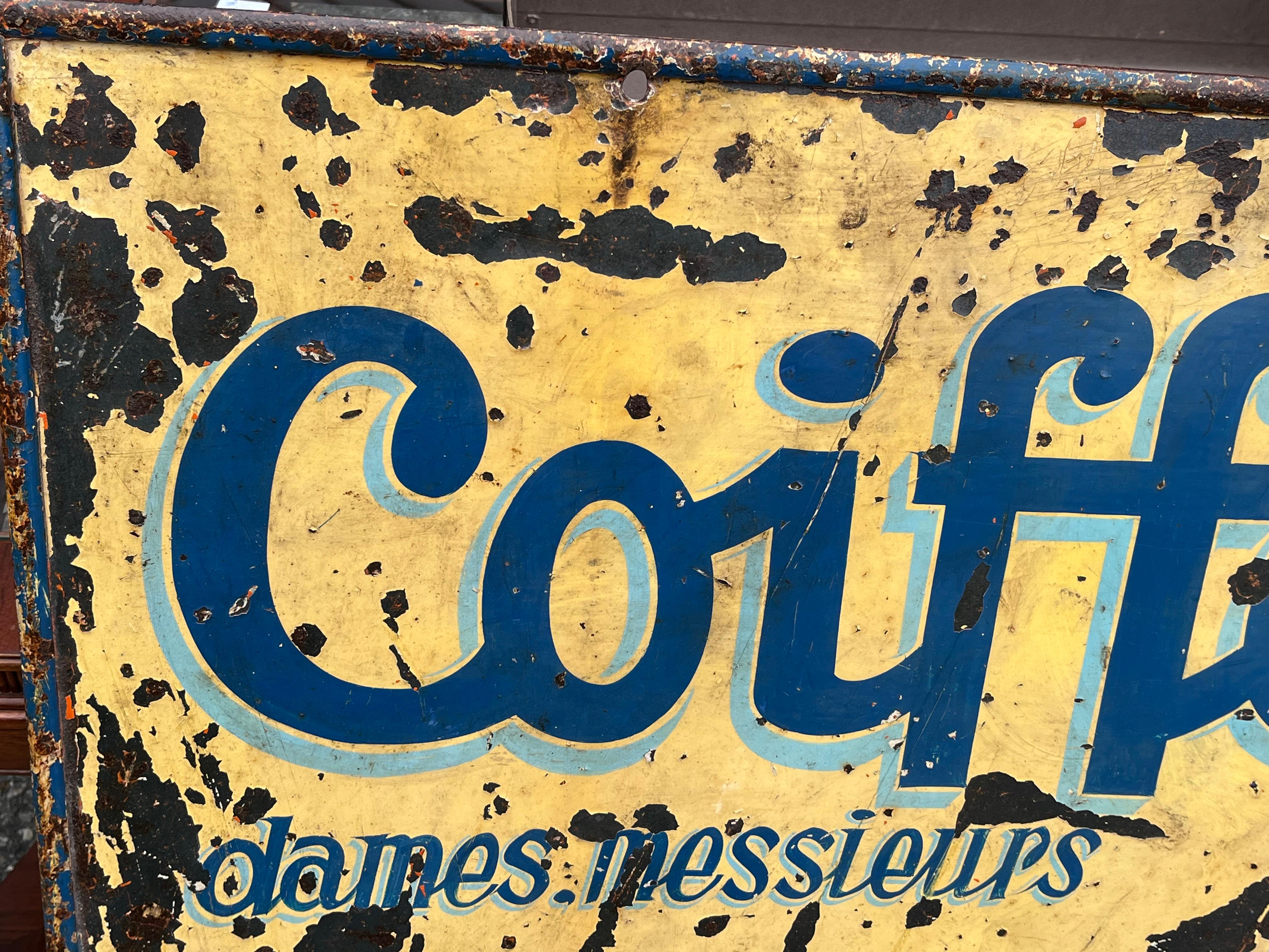 Art Deco Antique French Trade Sign, Coiffeur For Sale