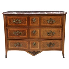 Antique French Transitional Banded Chest Of Drawers Commode