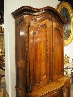 Antique French Transitional Louis XV / XVI Walnut Buffet Deux Corps, Circa 1780