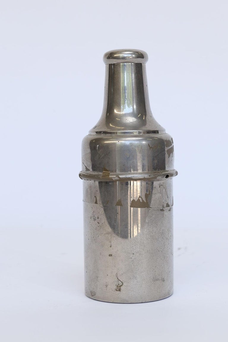 Antique French Travel Cologne Bottle in Metal Case For Sale at 1stDibs