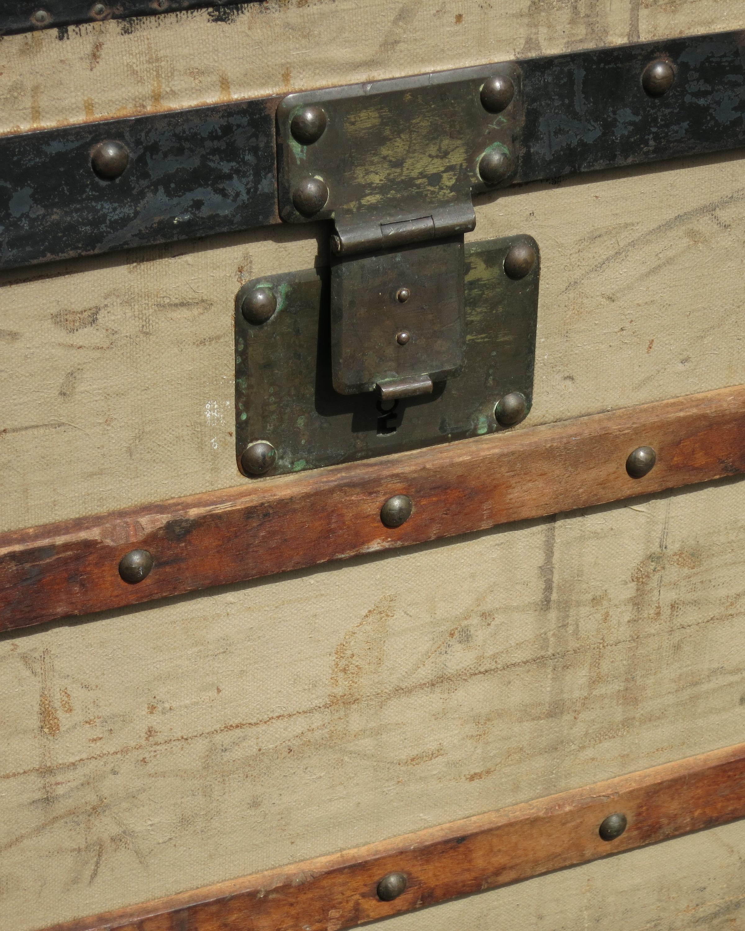 Victorian Antique French Travel Trunk For Sale