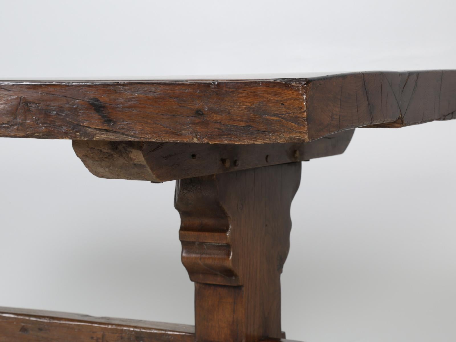 Oak Antique French Trestle Dining Table, circa 1800