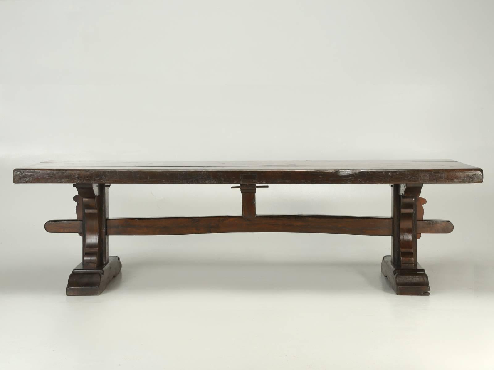 Antique French Trestle Dining Table, circa 1800s In Good Condition In Chicago, IL