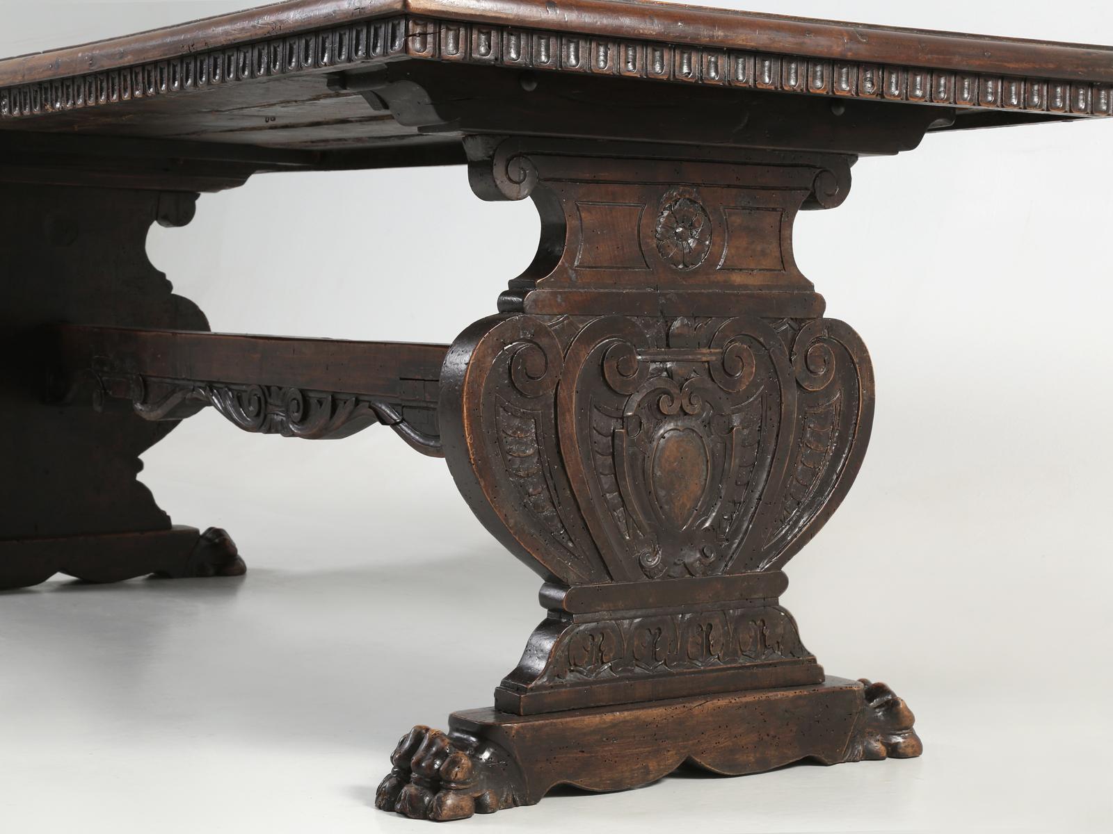 Antique French Trestle Dining Table with a Fleur-de-Lys Design Motif 2