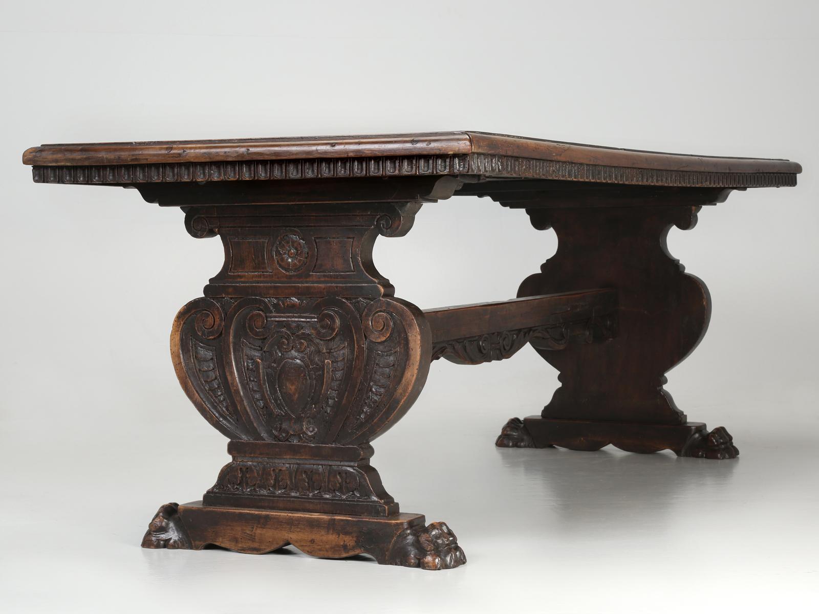 Antique French Trestle Dining Table with a Fleur-de-Lys Design Motif 9