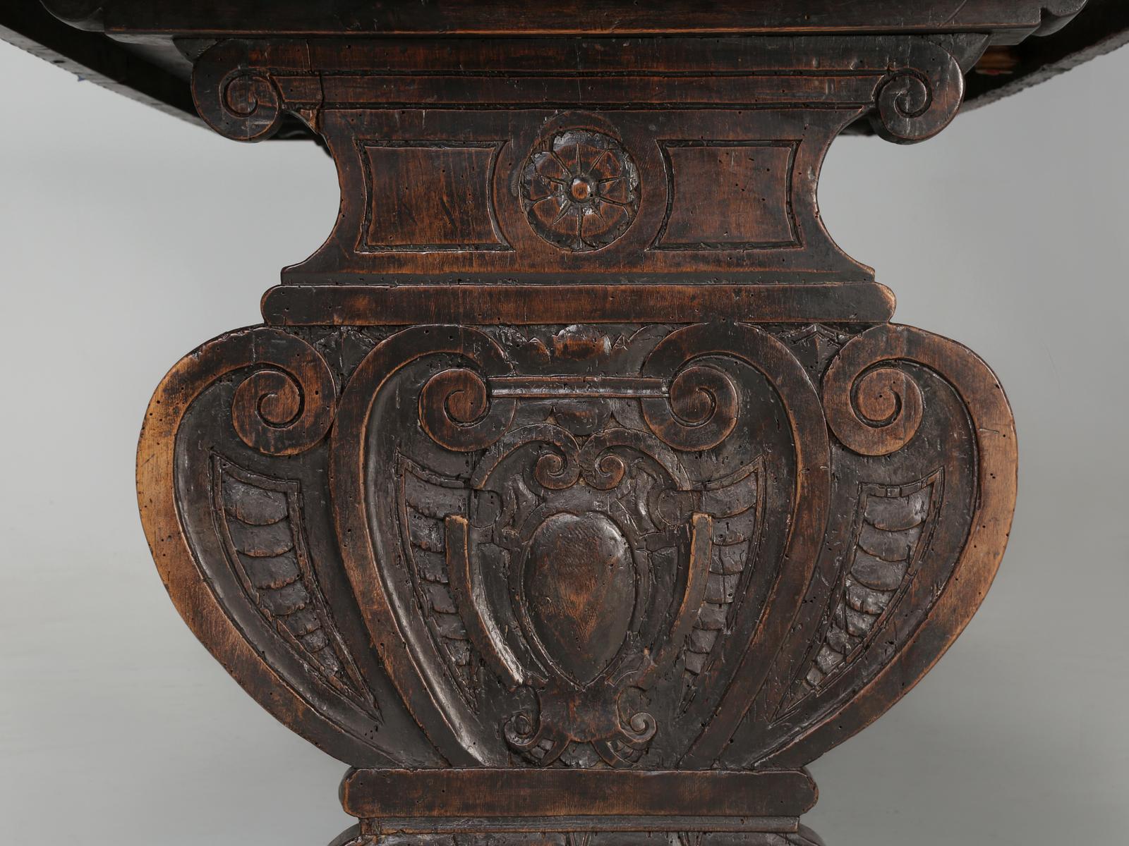 Antique French Trestle Dining Table with a Fleur-de-Lys Design Motif 10