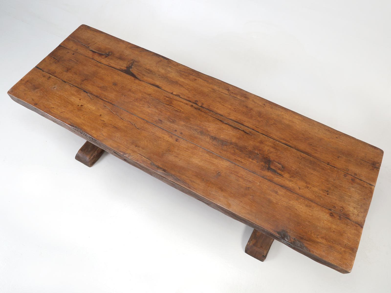 Every once in a great moon, if you are really lucky in this business, you get to discover a 300-year-old dining table, that no one has messed about with. This particular antique French trestle dining table, was probably made in the late 1600s (as