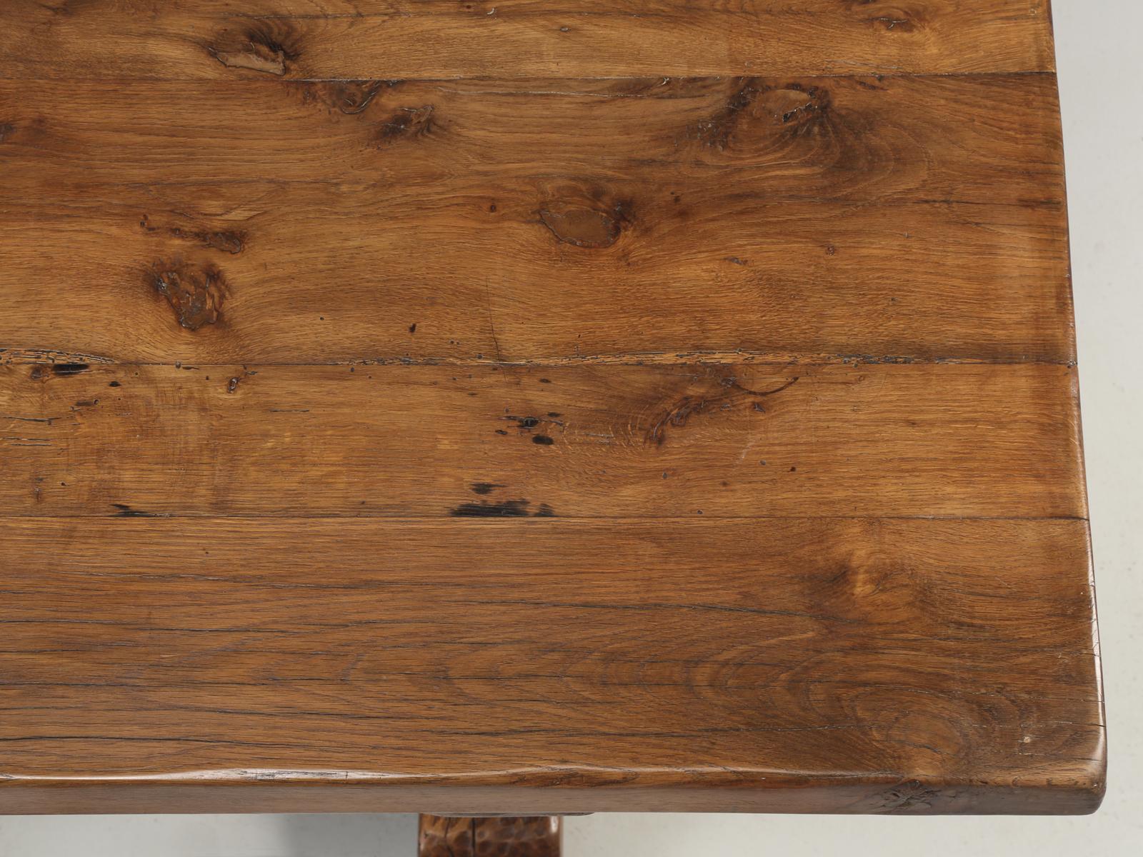 Country Antique French Trestle Table in White Oak, circa 1880-1900