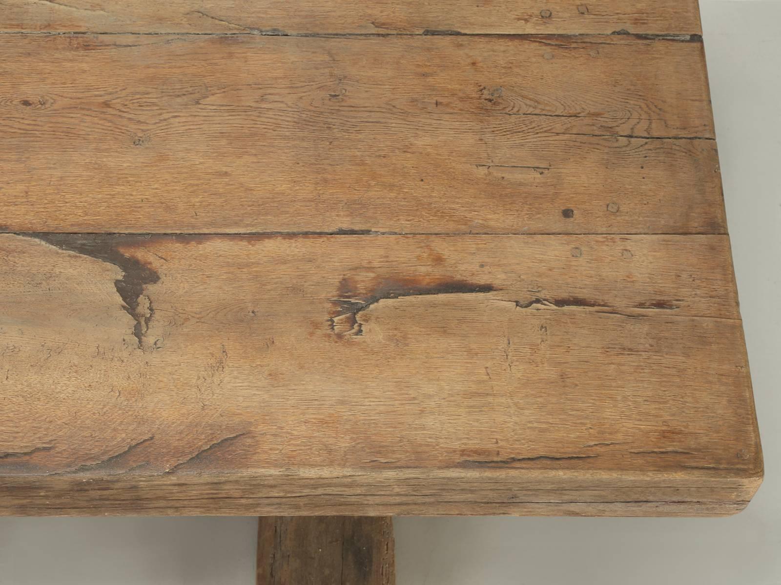 Antique French Trestle Table, circa 300 Years Old In Distressed Condition In Chicago, IL