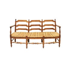 Antique French Triple Chair Back Walnut Settee