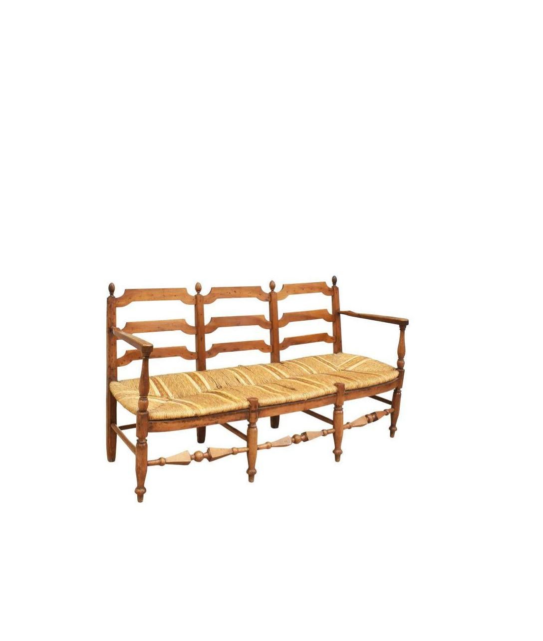 French Provincial Antique French Triple Chair Back Walnut Settee For Sale
