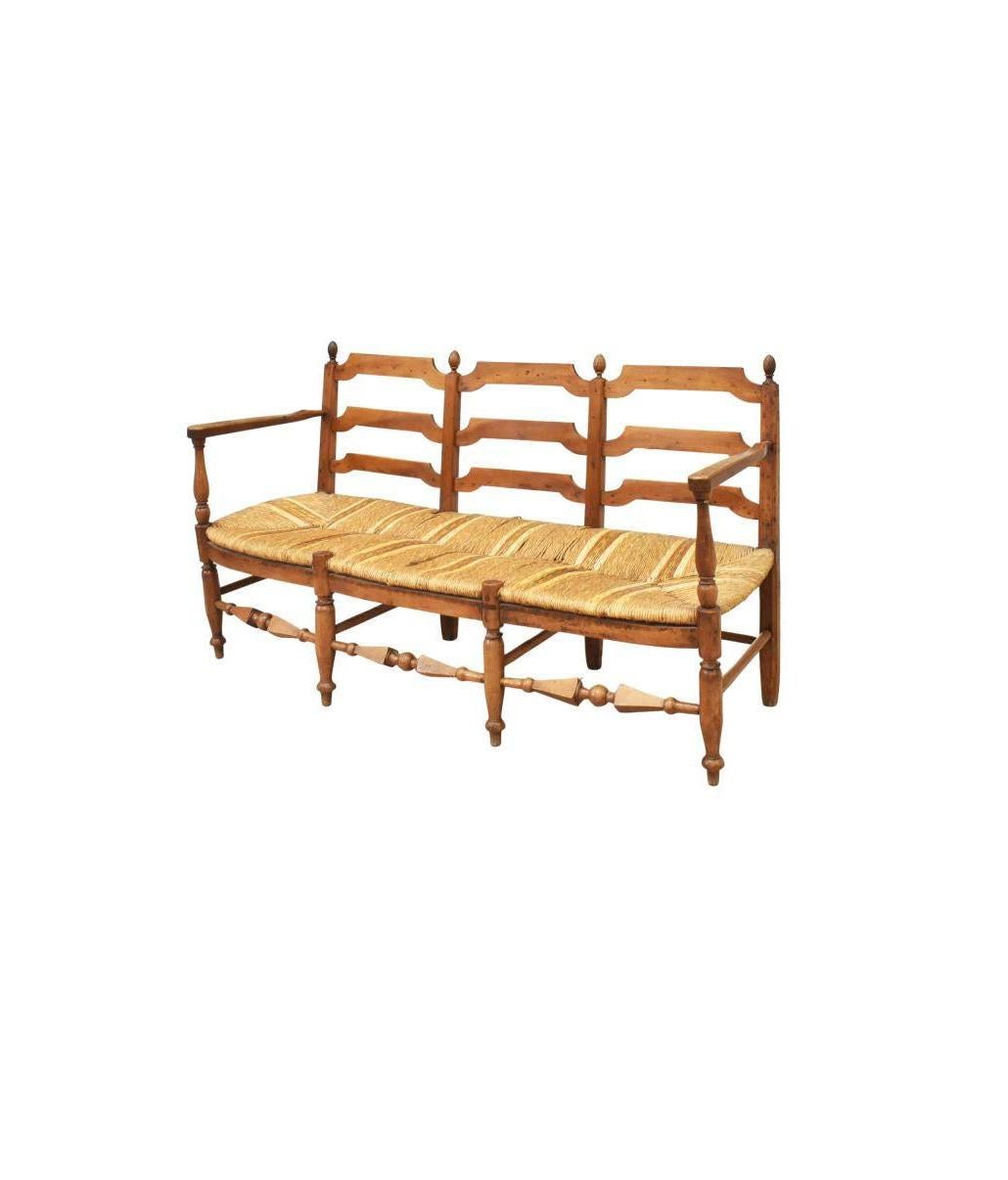 Antique French Triple Chair Back Walnut Settee In Fair Condition For Sale In Sheridan, CO