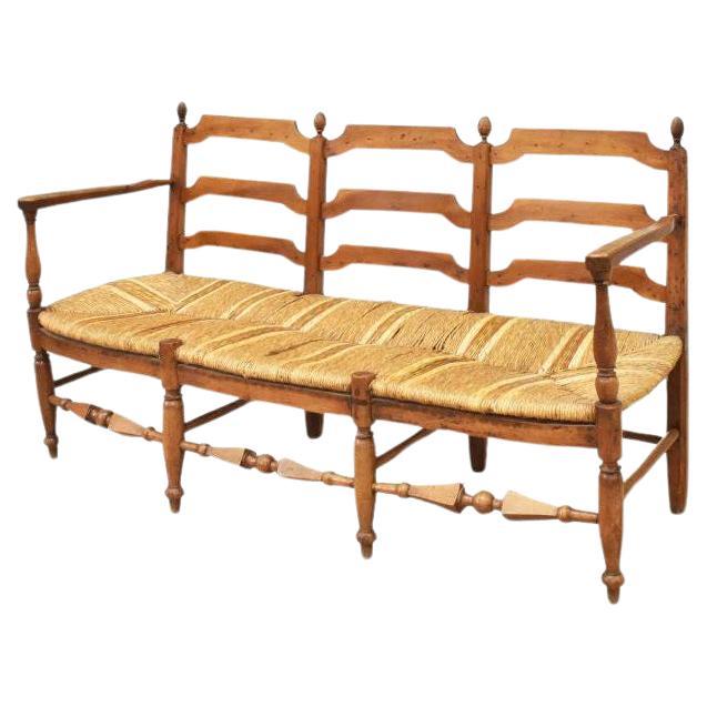 Antique French Triple Chair Back Walnut Settee For Sale