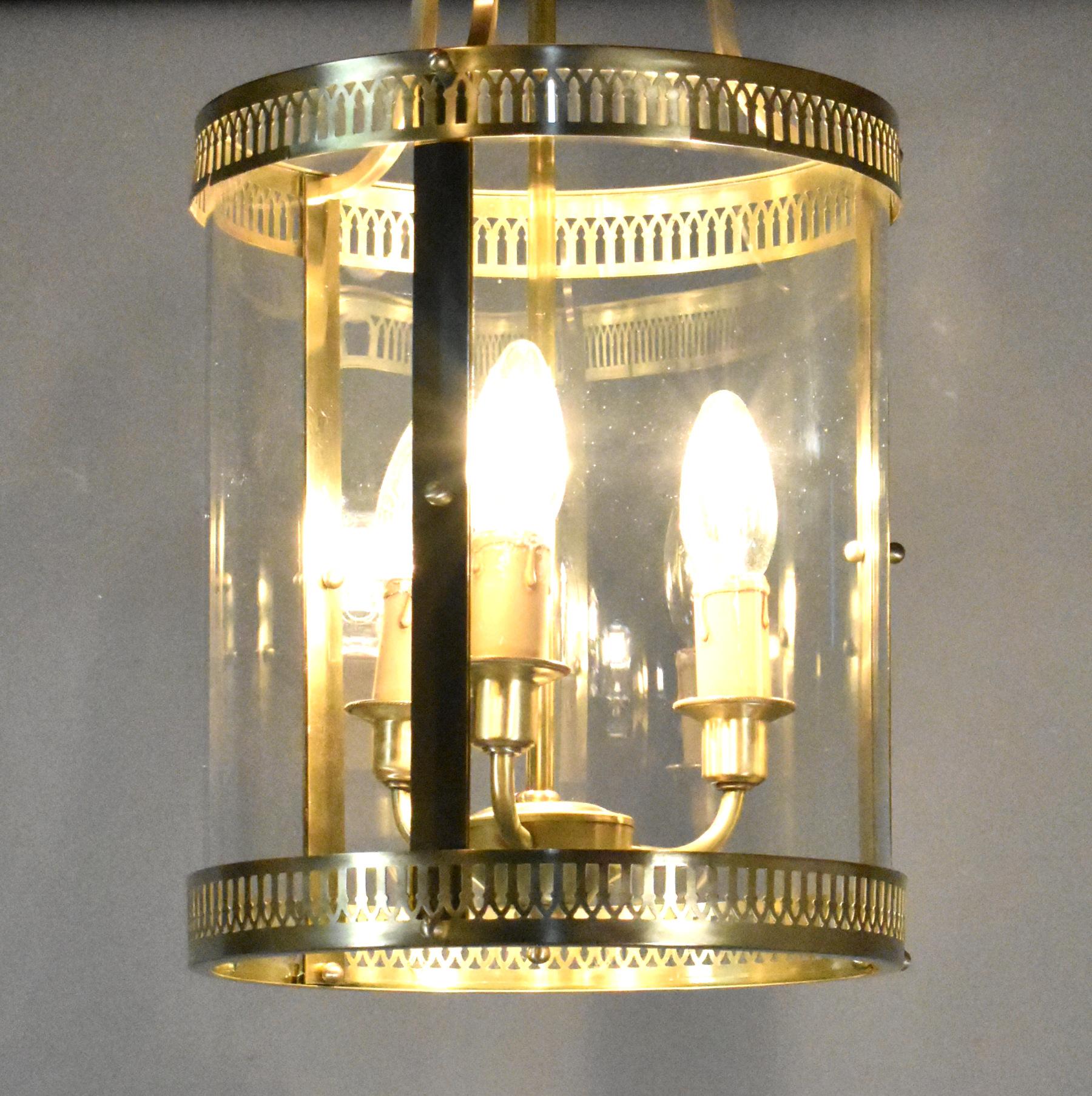 Antique French Triple Light Hall Lantern For Sale 7