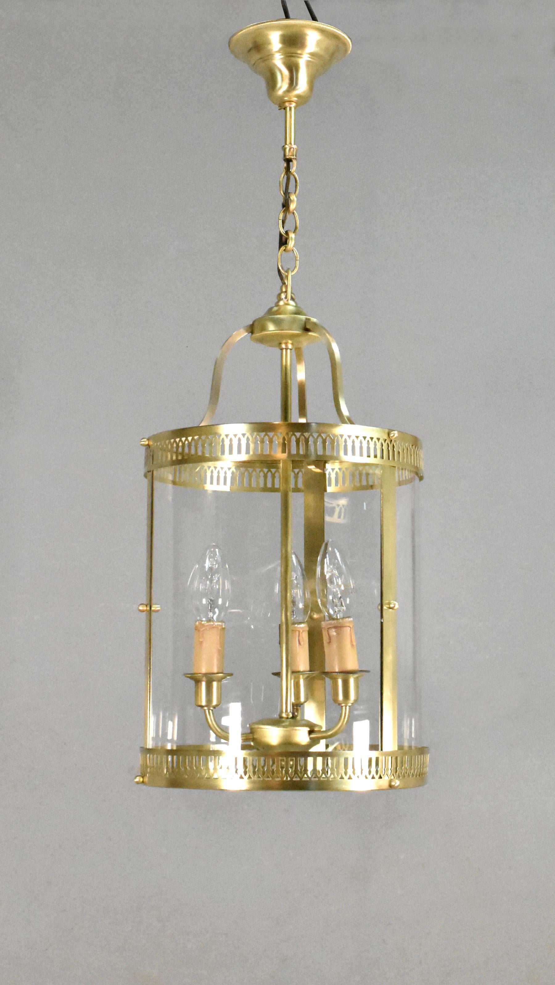 Antique French Triple Light Hall Lantern For Sale 8