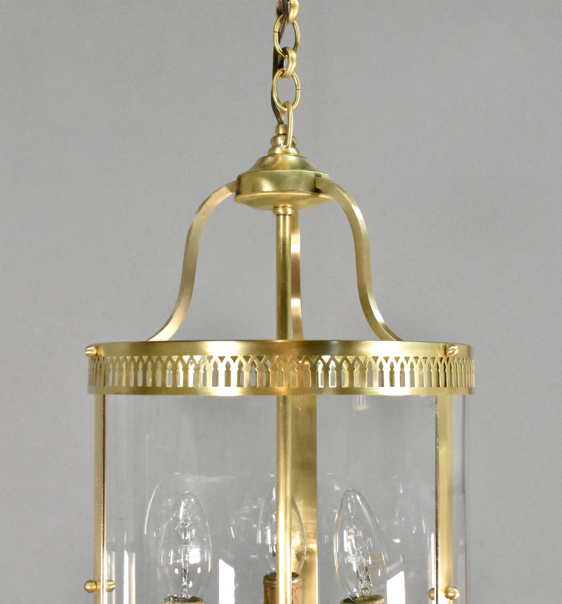 Metalwork Antique French Triple Light Hall Lantern For Sale