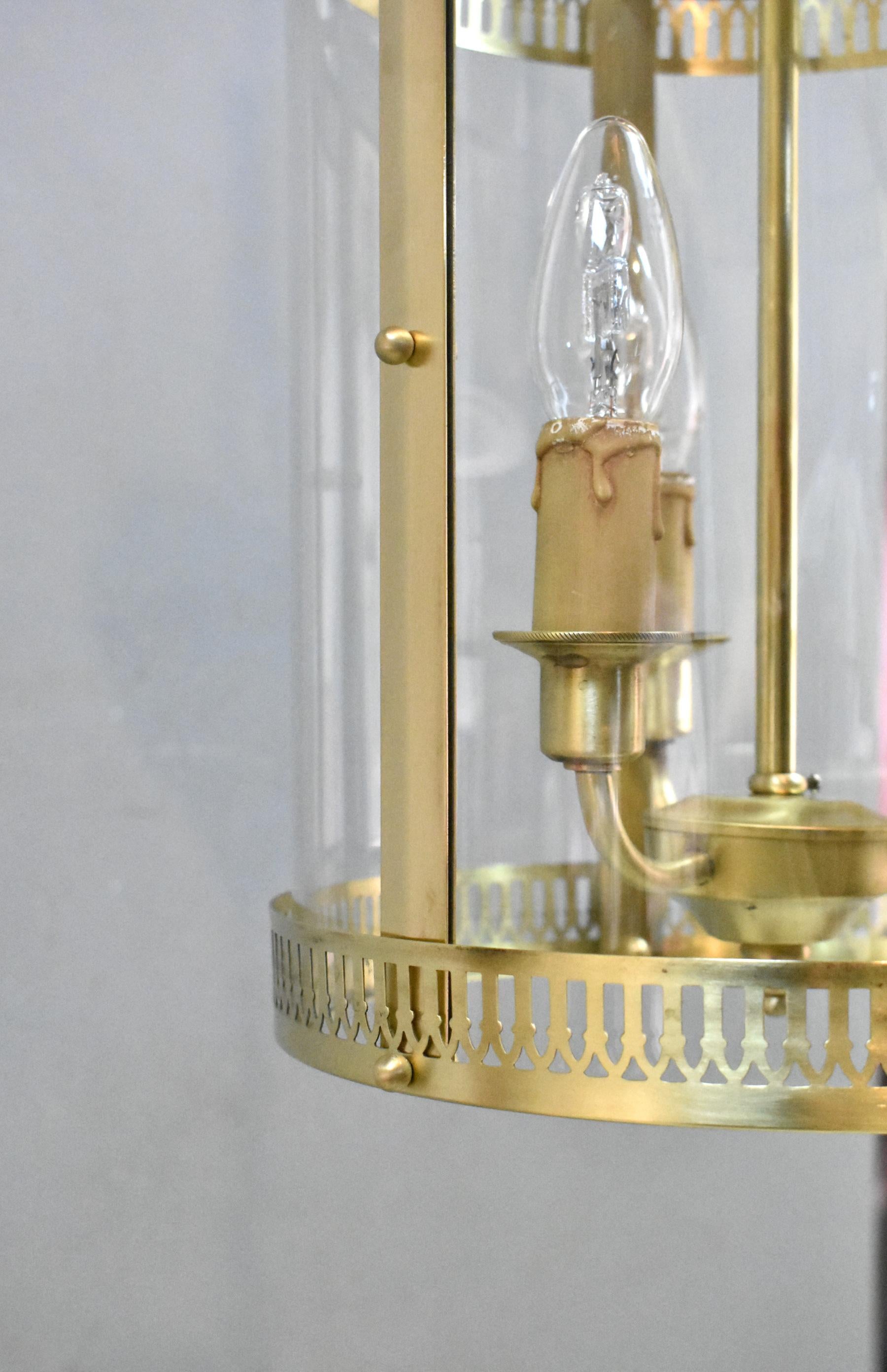 20th Century Antique French Triple Light Hall Lantern For Sale
