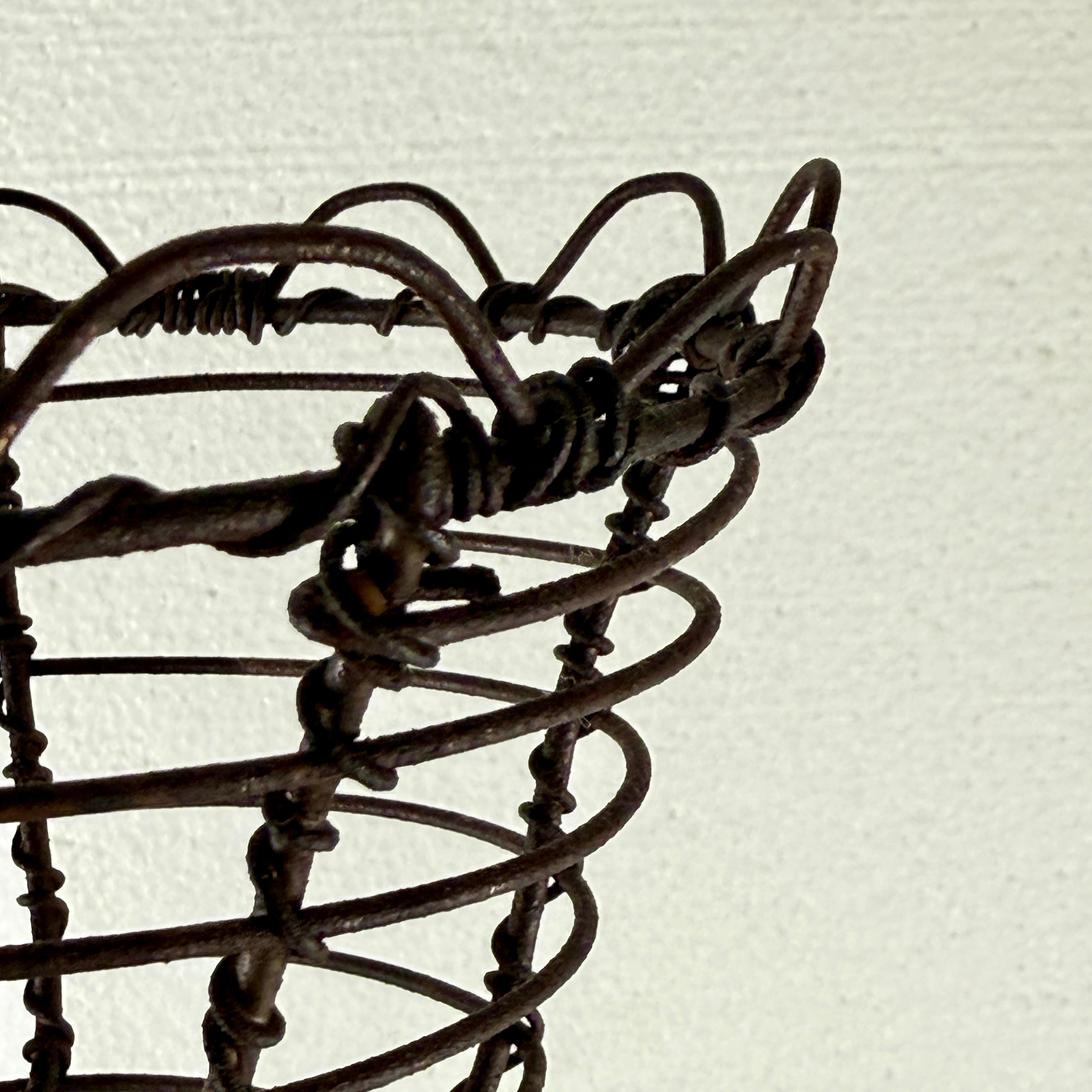 Antique French Triple Tier Handmade Twisted Black Wire Küche Korb im Angebot 5