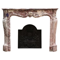 Chimenea Antique French Trois Coquilles de mármol violeta, rosa y blanco