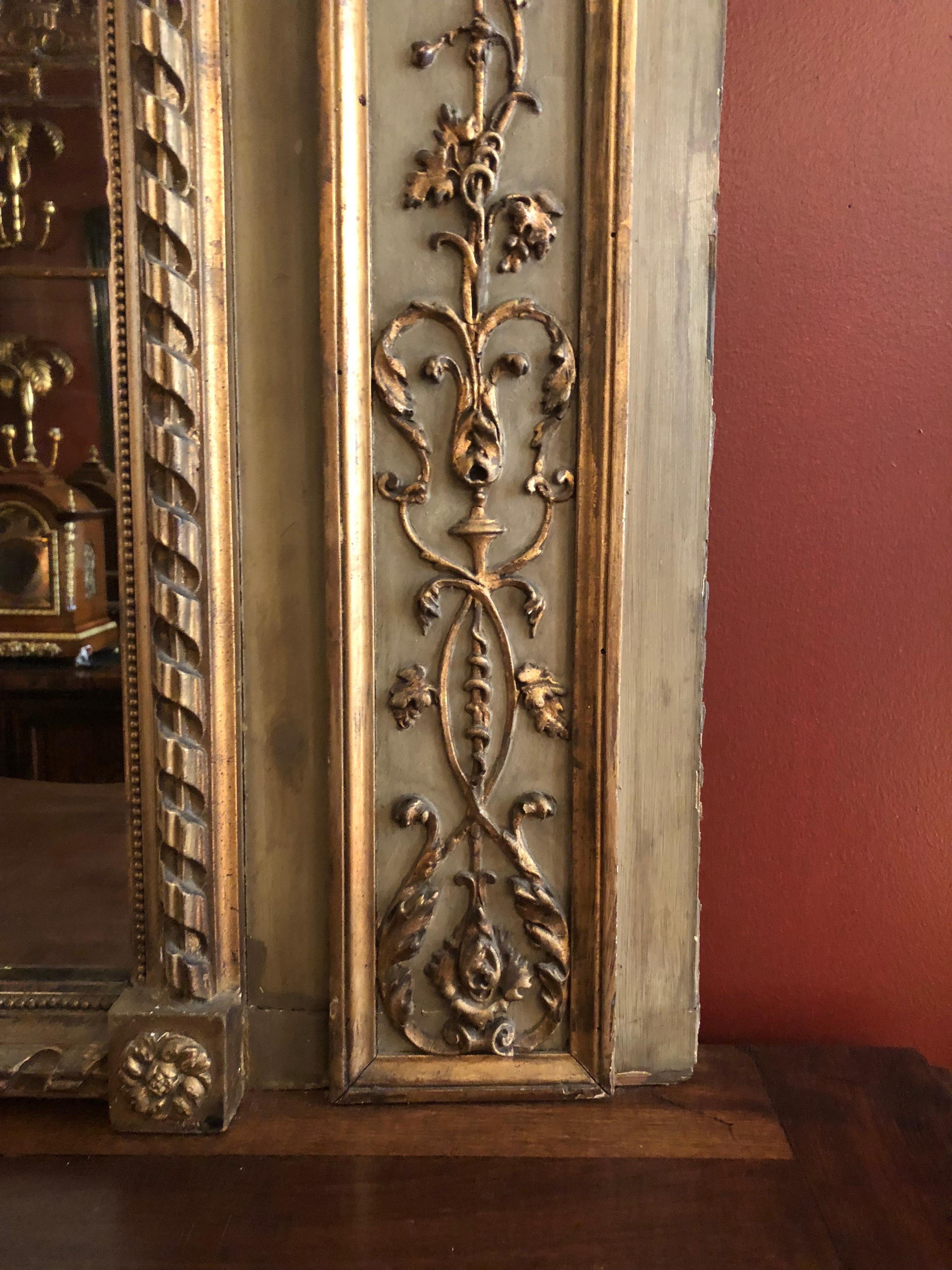 Antique French Trumeau Mirror, circa 1860 In Good Condition In New Orleans, LA