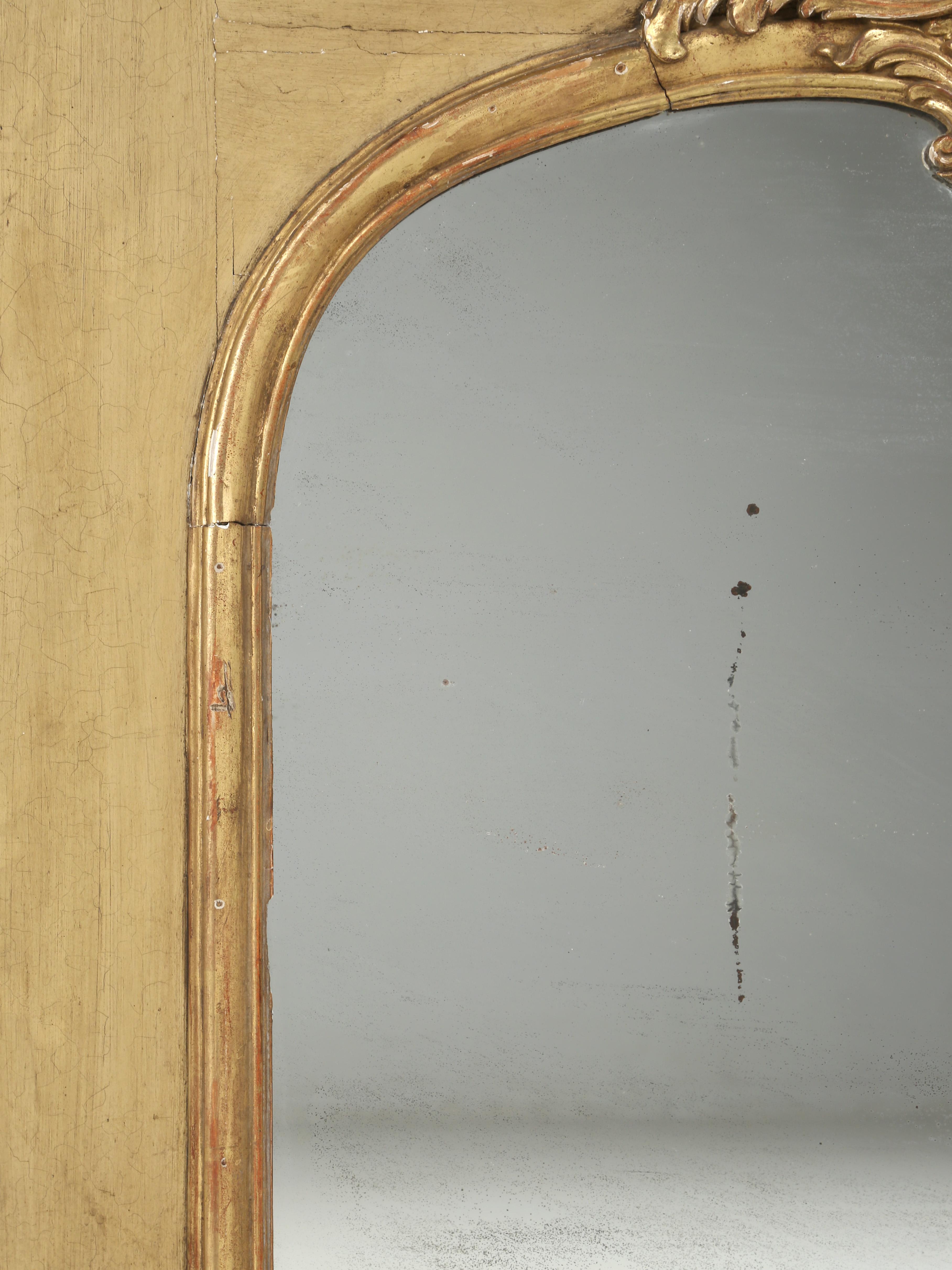 Antique French Trumeau Mirror Completely All Original and Unrestored c1770-1790 For Sale 8