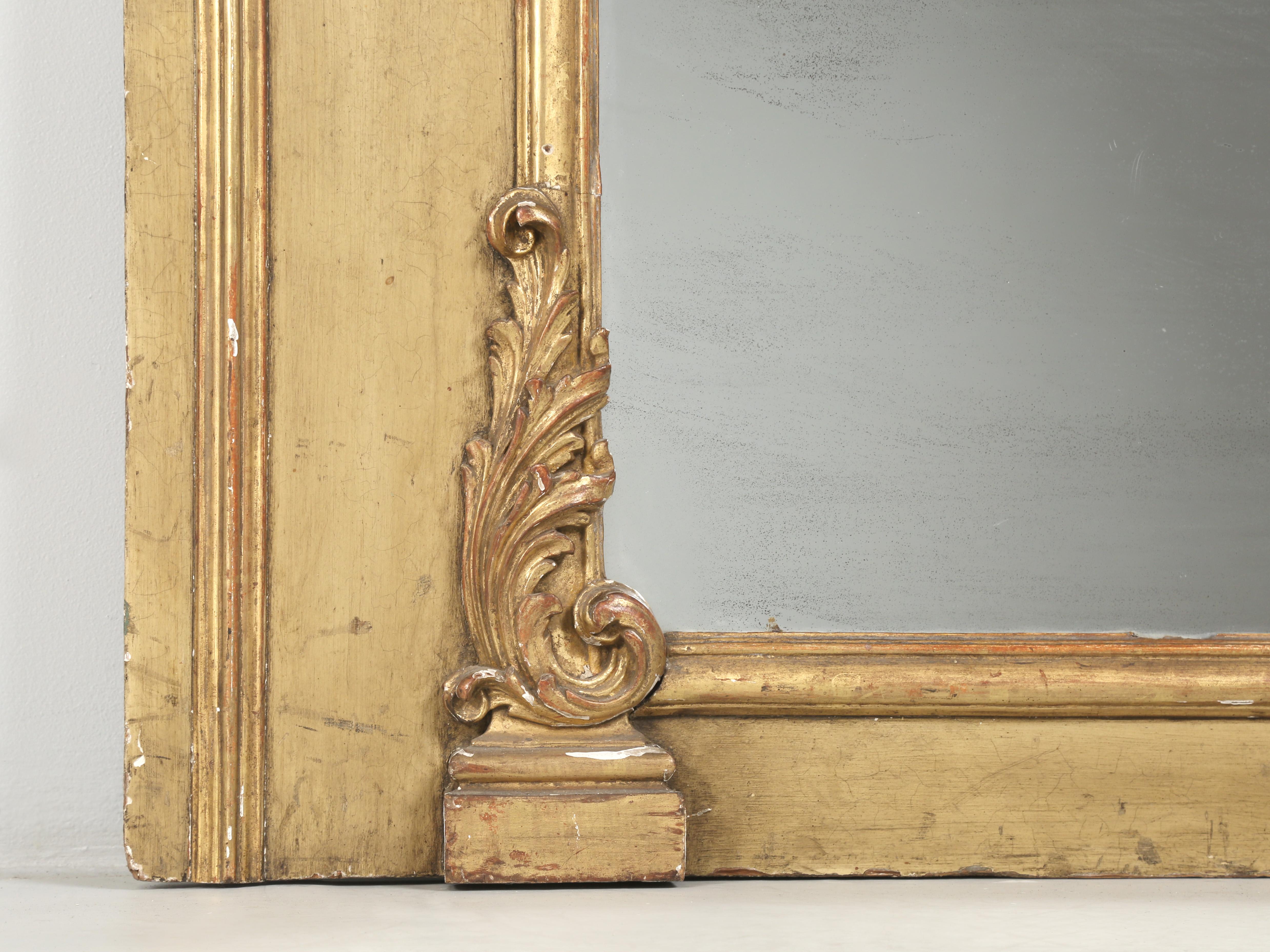 Antique French Trumeau Mirror Completely All Original and Unrestored c1770-1790 For Sale 11