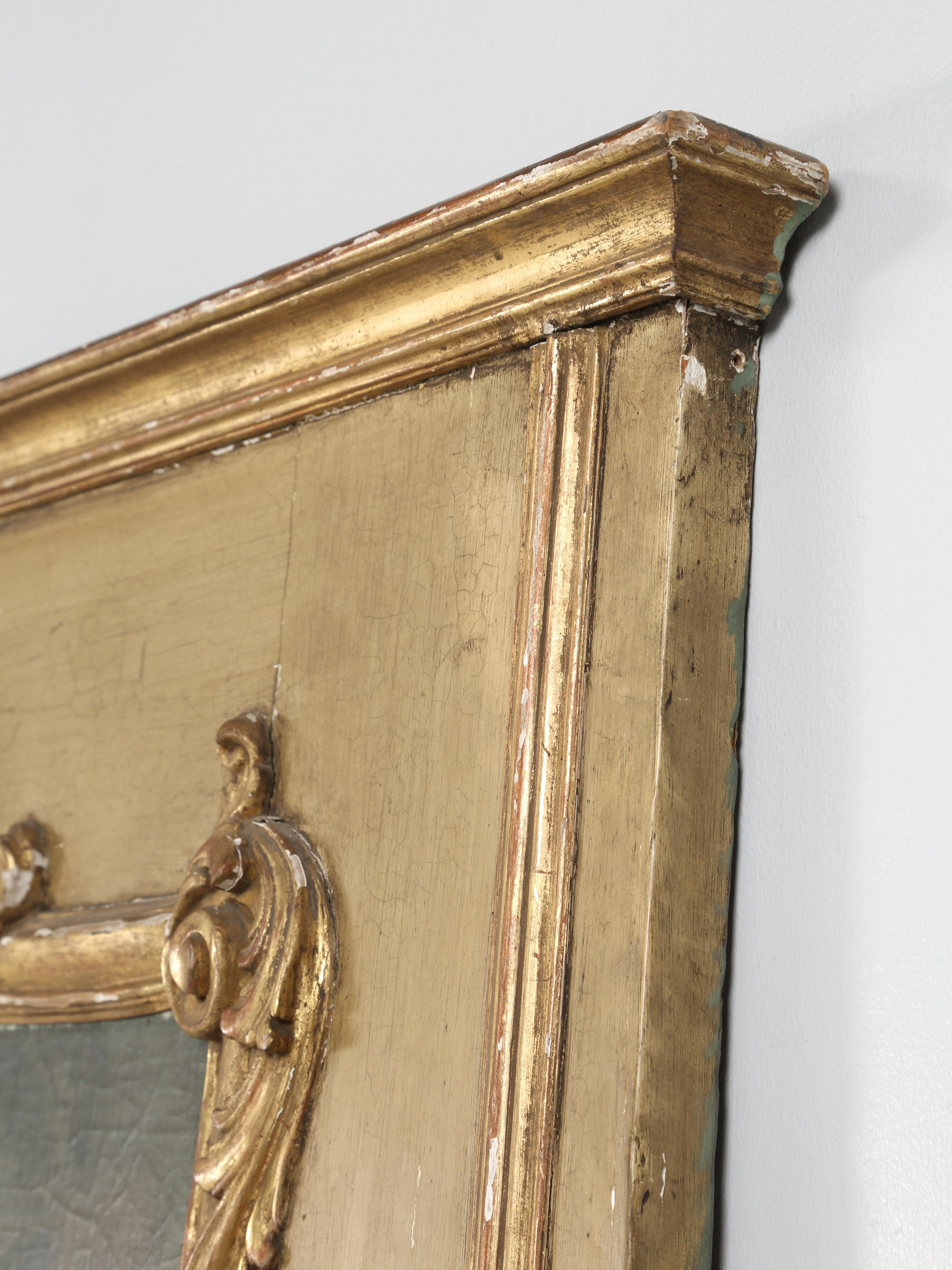 Giltwood Antique French Trumeau Mirror Completely All Original and Unrestored c1770-1790 For Sale