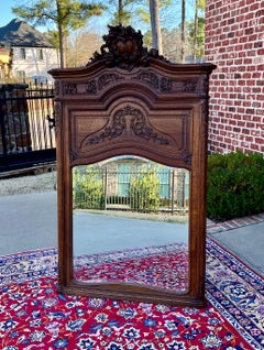 Antique French Trumeau Mirror Mantel Pier Mirror Rectangular Oak LARGE 19th C