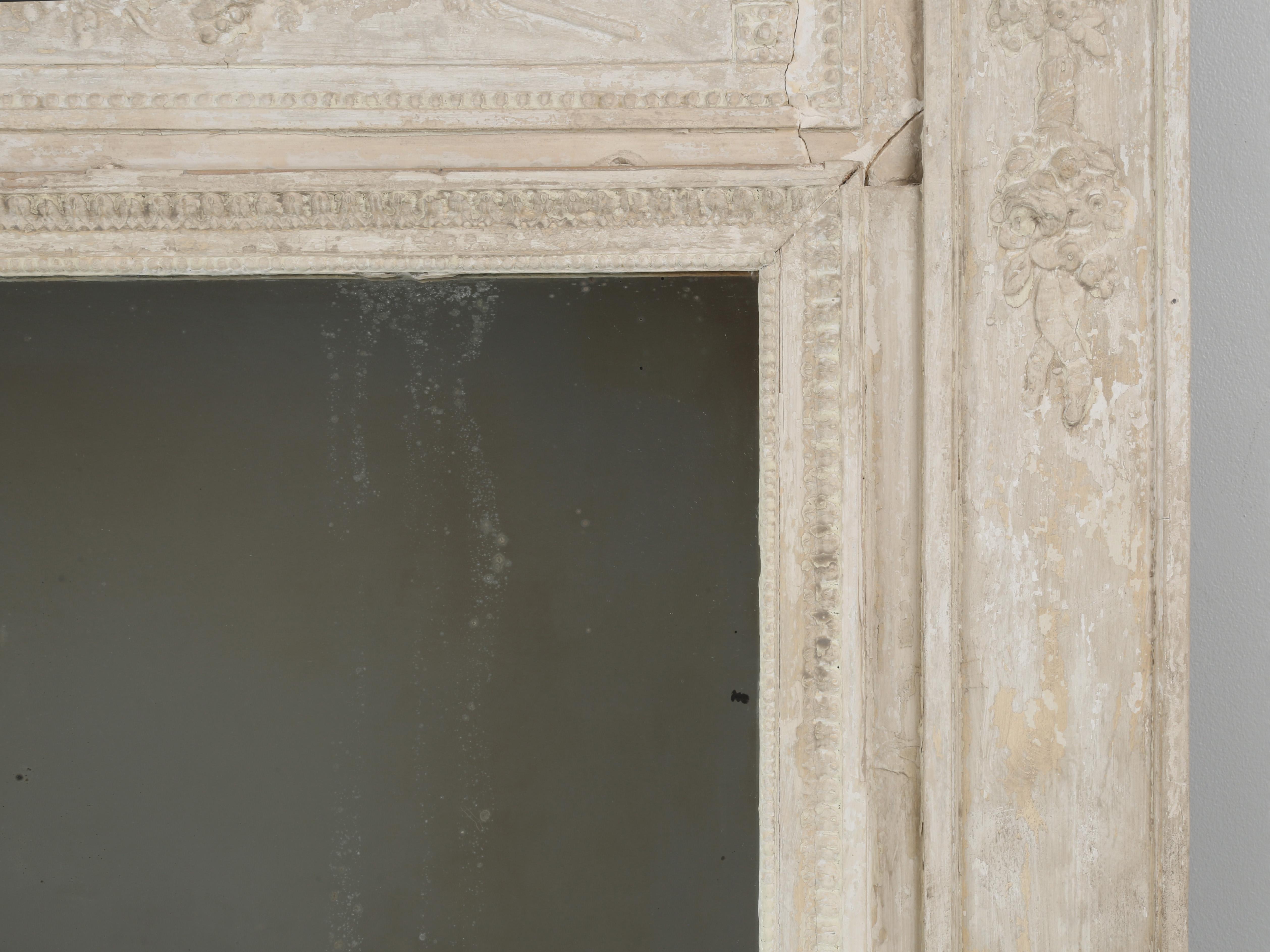 Antique French Trumeau Mirror Unrestauriert Übermäßige Patina oder einfach nur Shabby Chic im Angebot 3