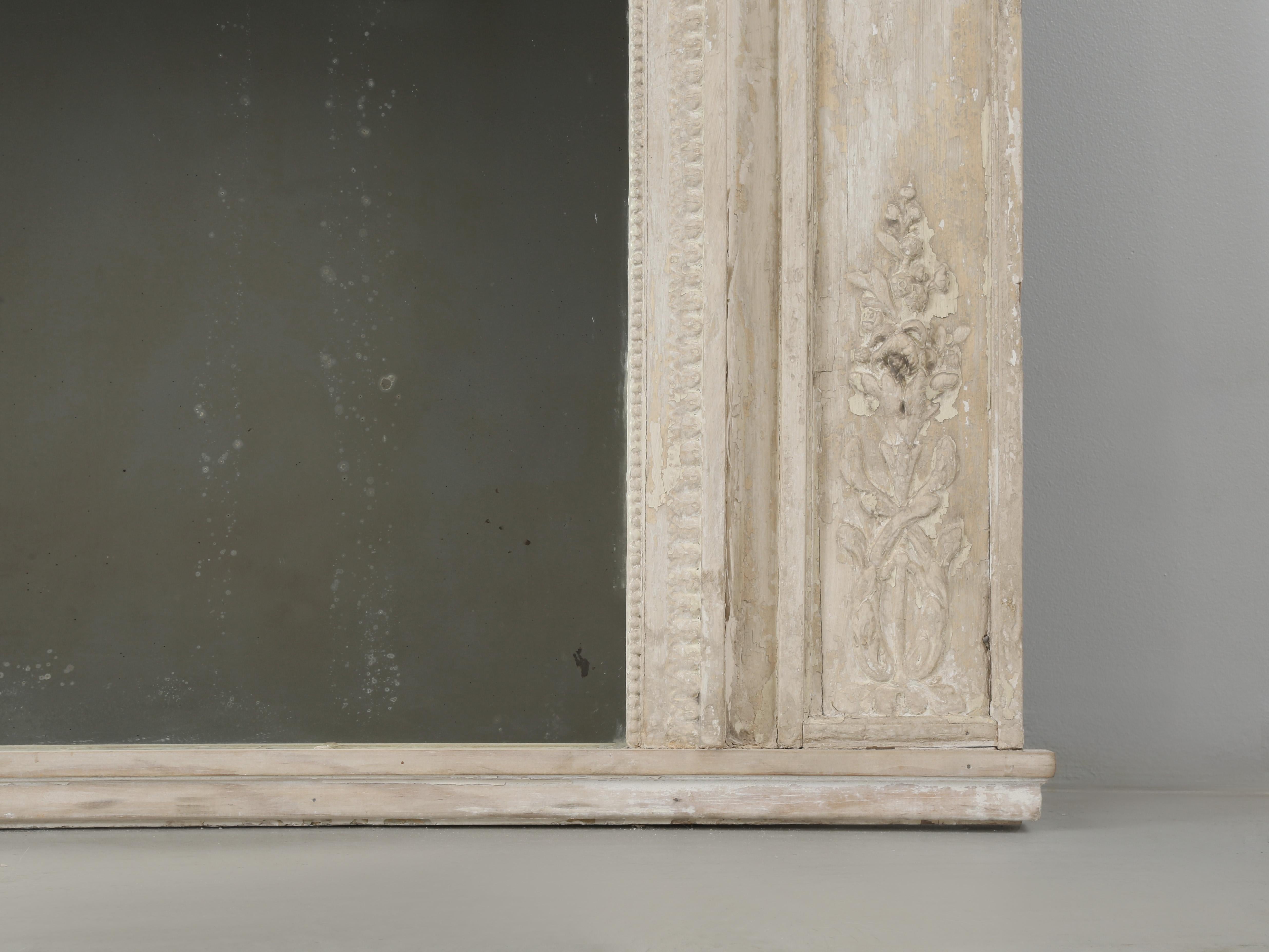 Antique French Trumeau Mirror Unrestauriert Übermäßige Patina oder einfach nur Shabby Chic im Angebot 5