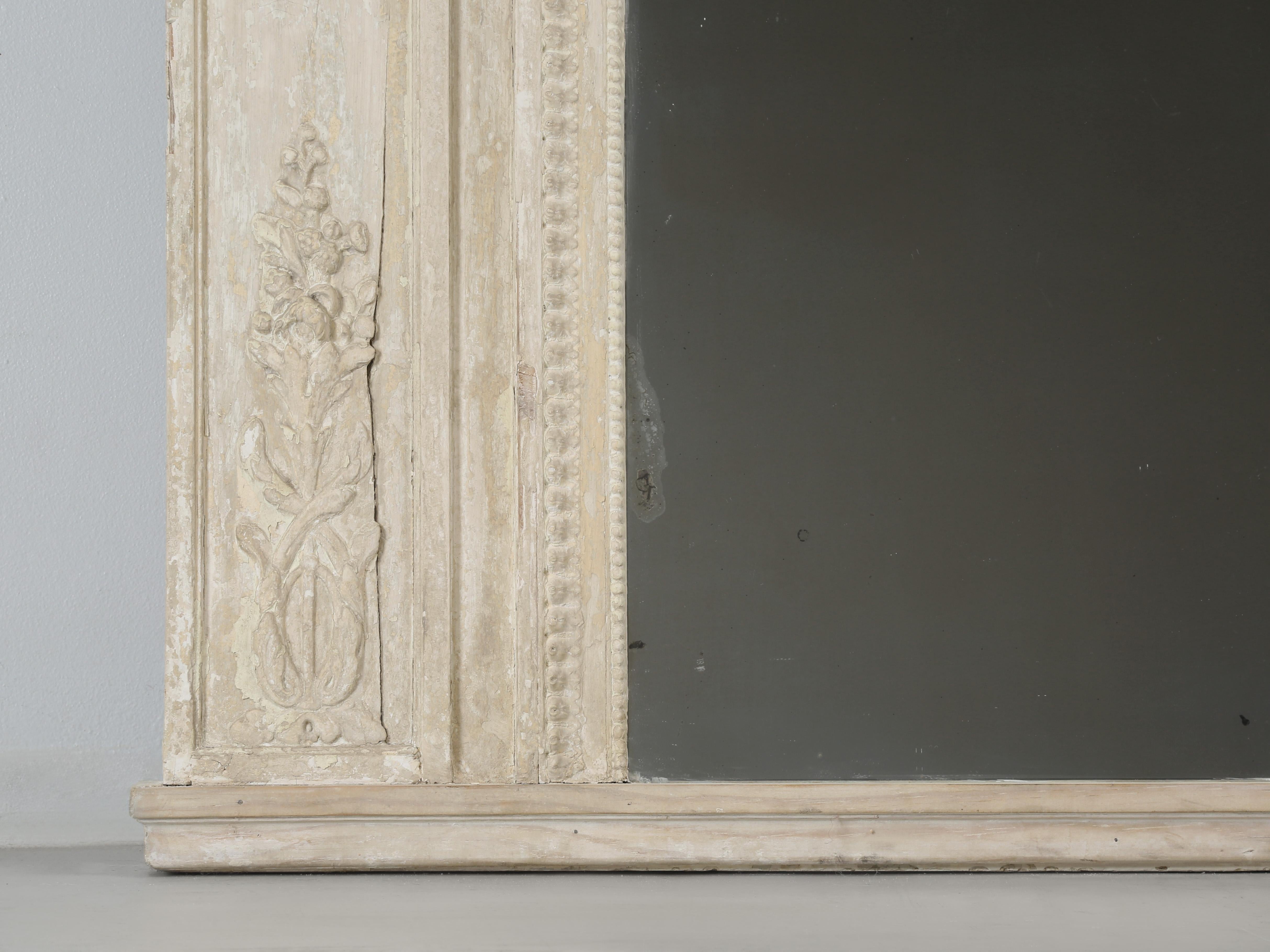 Antique French Trumeau Mirror Unrestauriert Übermäßige Patina oder einfach nur Shabby Chic im Angebot 7