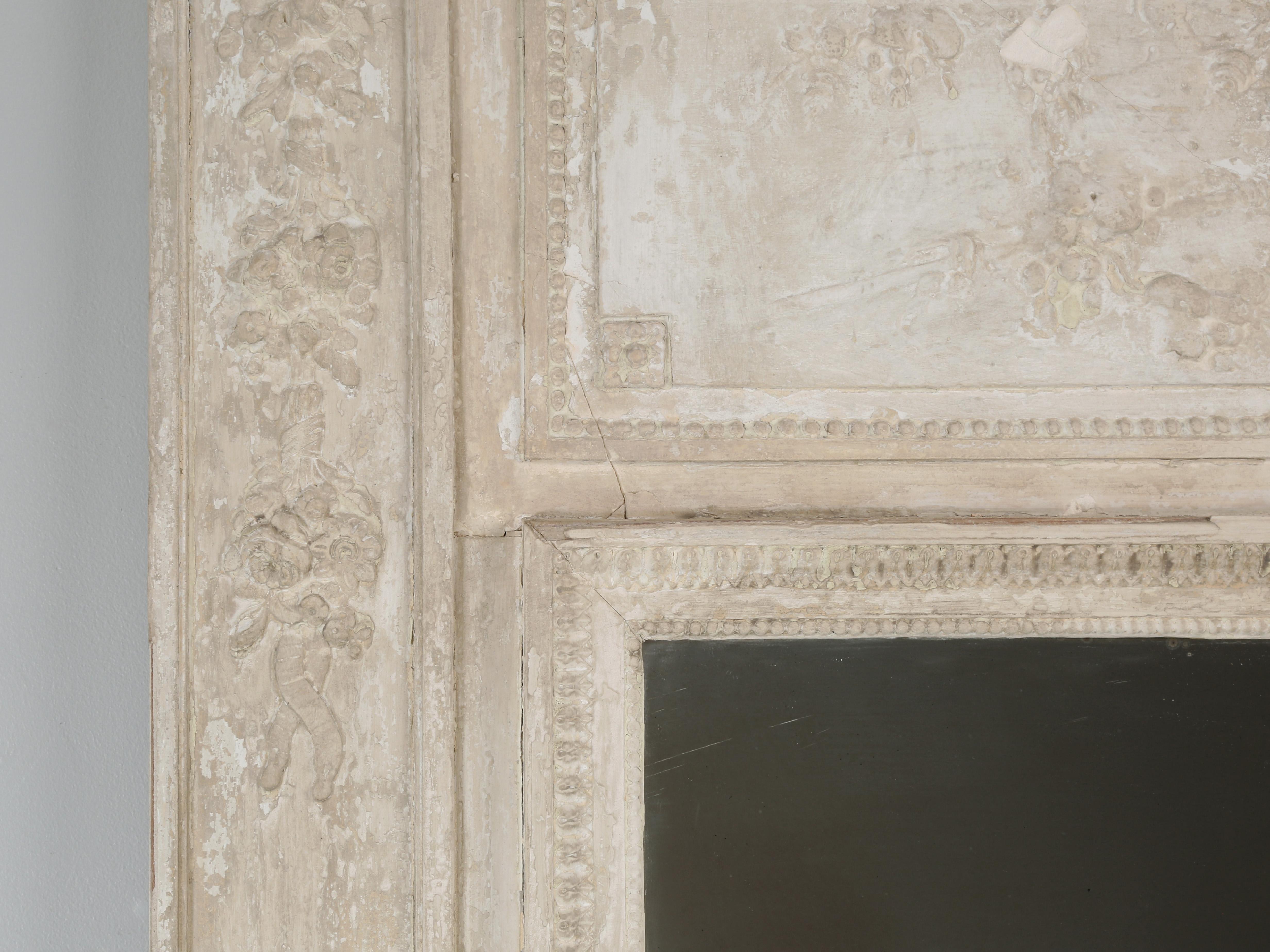 Antique French Trumeau Mirror Unrestauriert Übermäßige Patina oder einfach nur Shabby Chic im Angebot 9