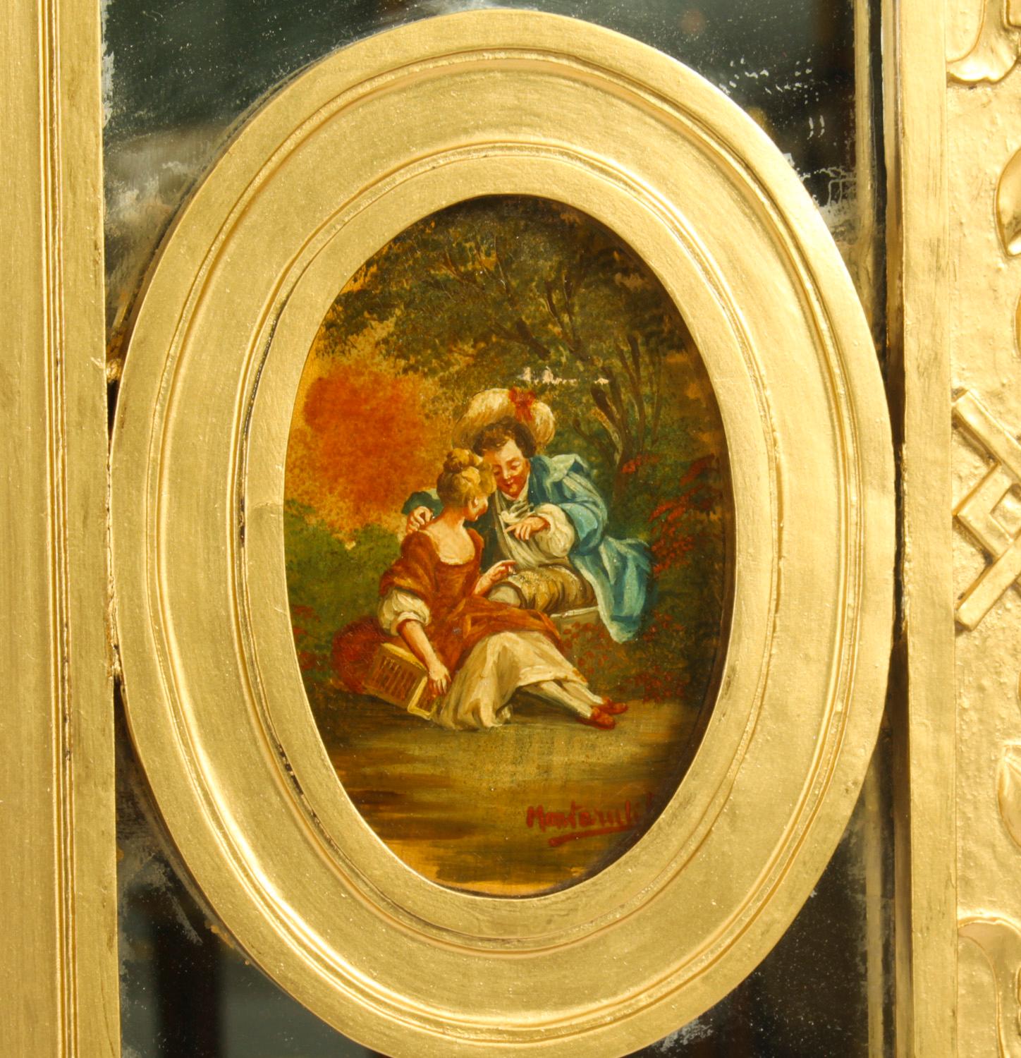 Ancien miroir Trumeau français avec table console assortie 19ème siècle en vente 4