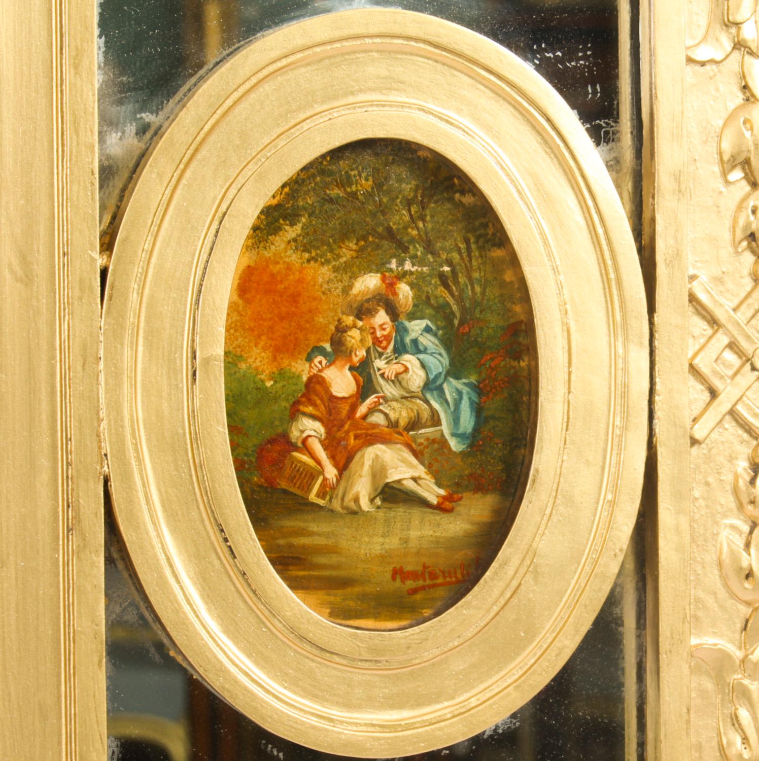 Ancien miroir Trumeau français avec table console assortie 19ème siècle en vente 5