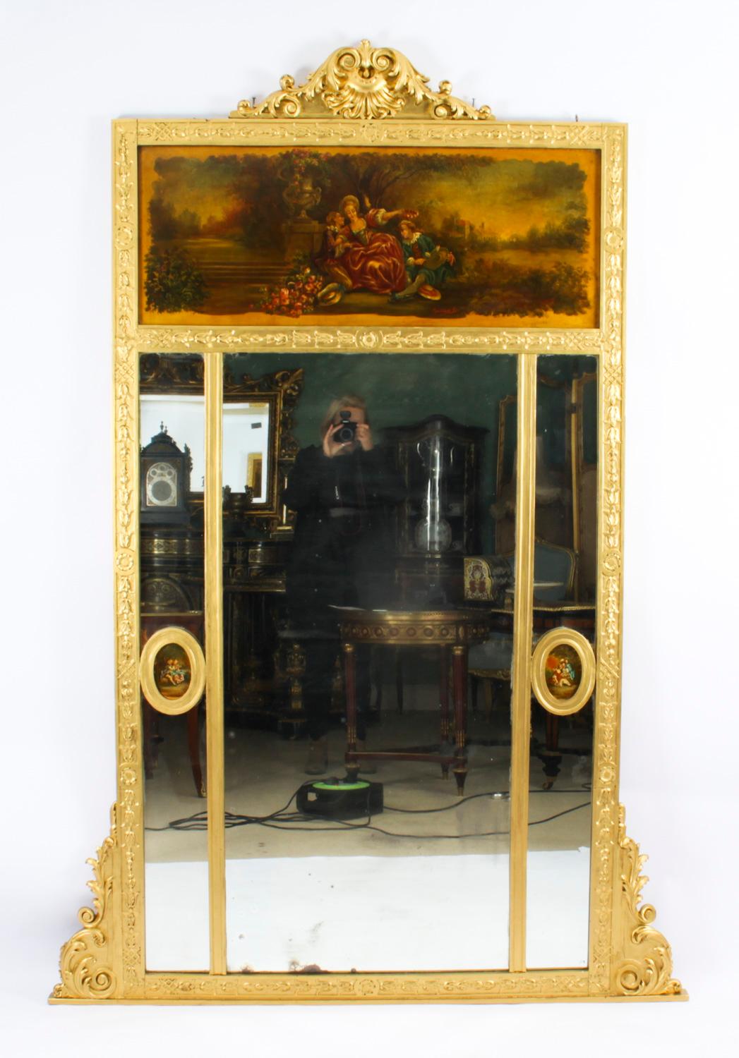 Antique French Trumeau Mirror with Matching Console Table 19th Century For Sale 1