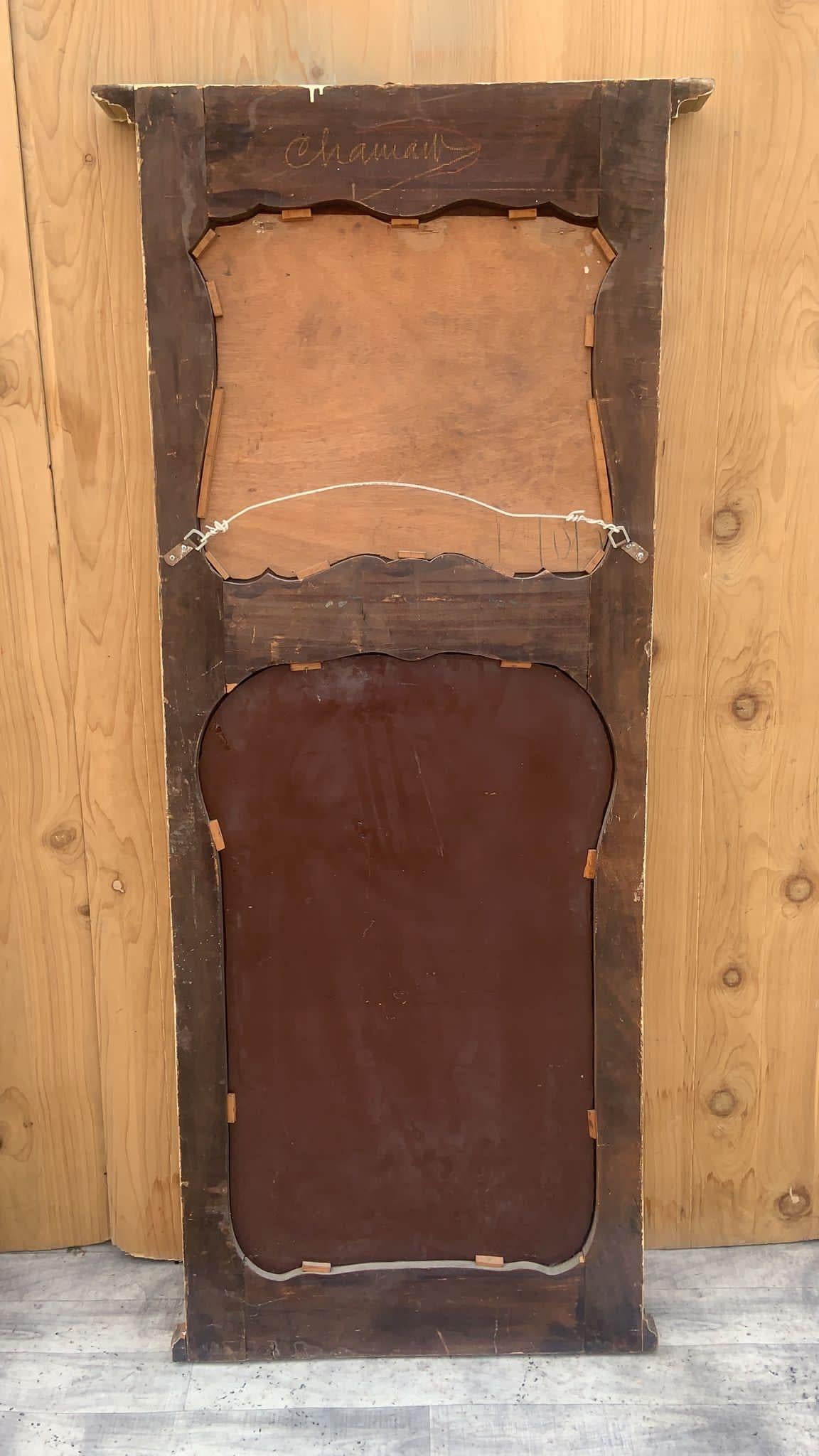 Antiker französischer Trumeau Paket vergoldeter Spiegel mit bemalter Leinwand (Holz) im Angebot
