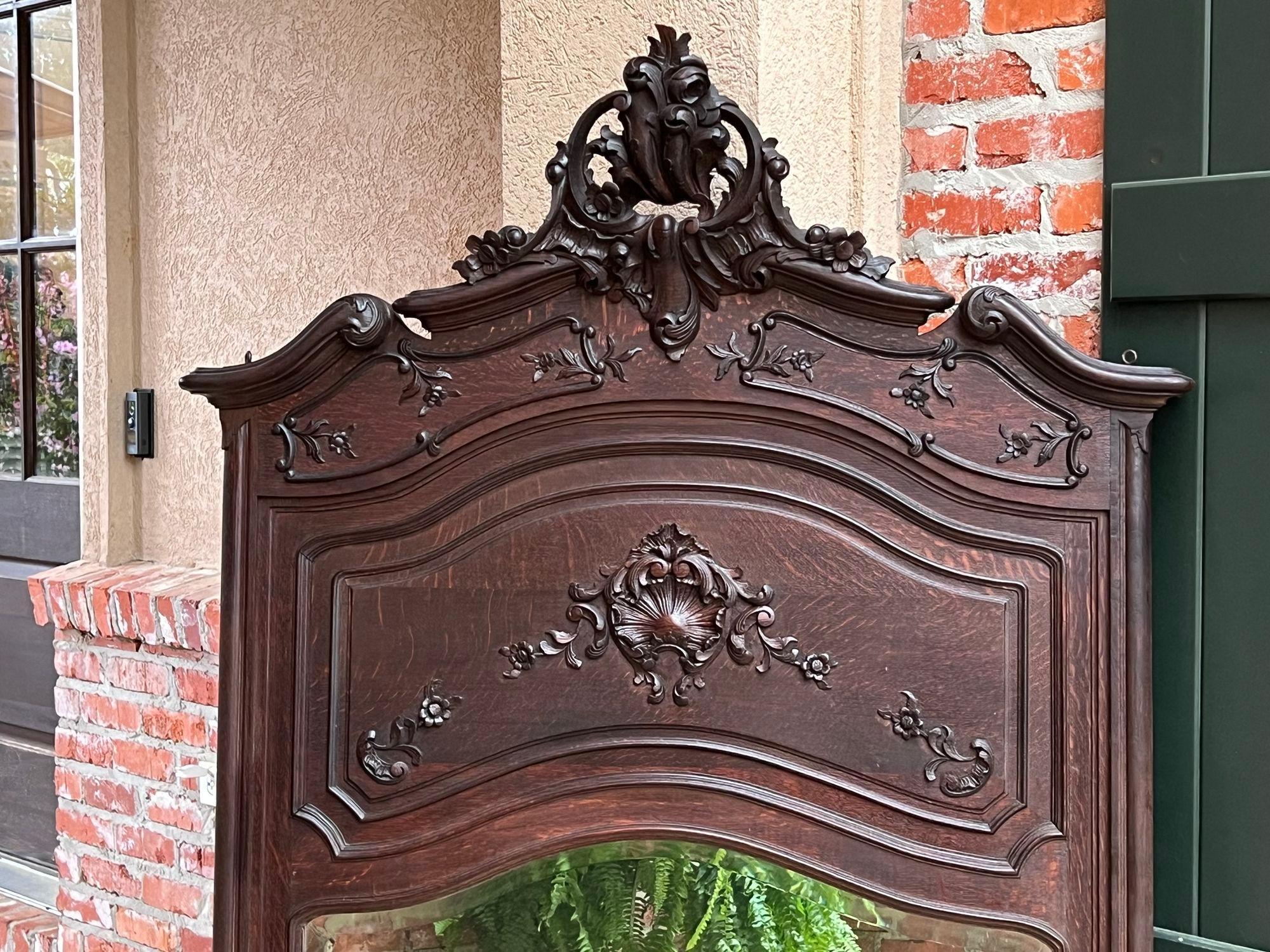 Antique French Trumeau Pier Wall Mirror Louis XV Carved Oak 19th Century In Good Condition For Sale In Shreveport, LA
