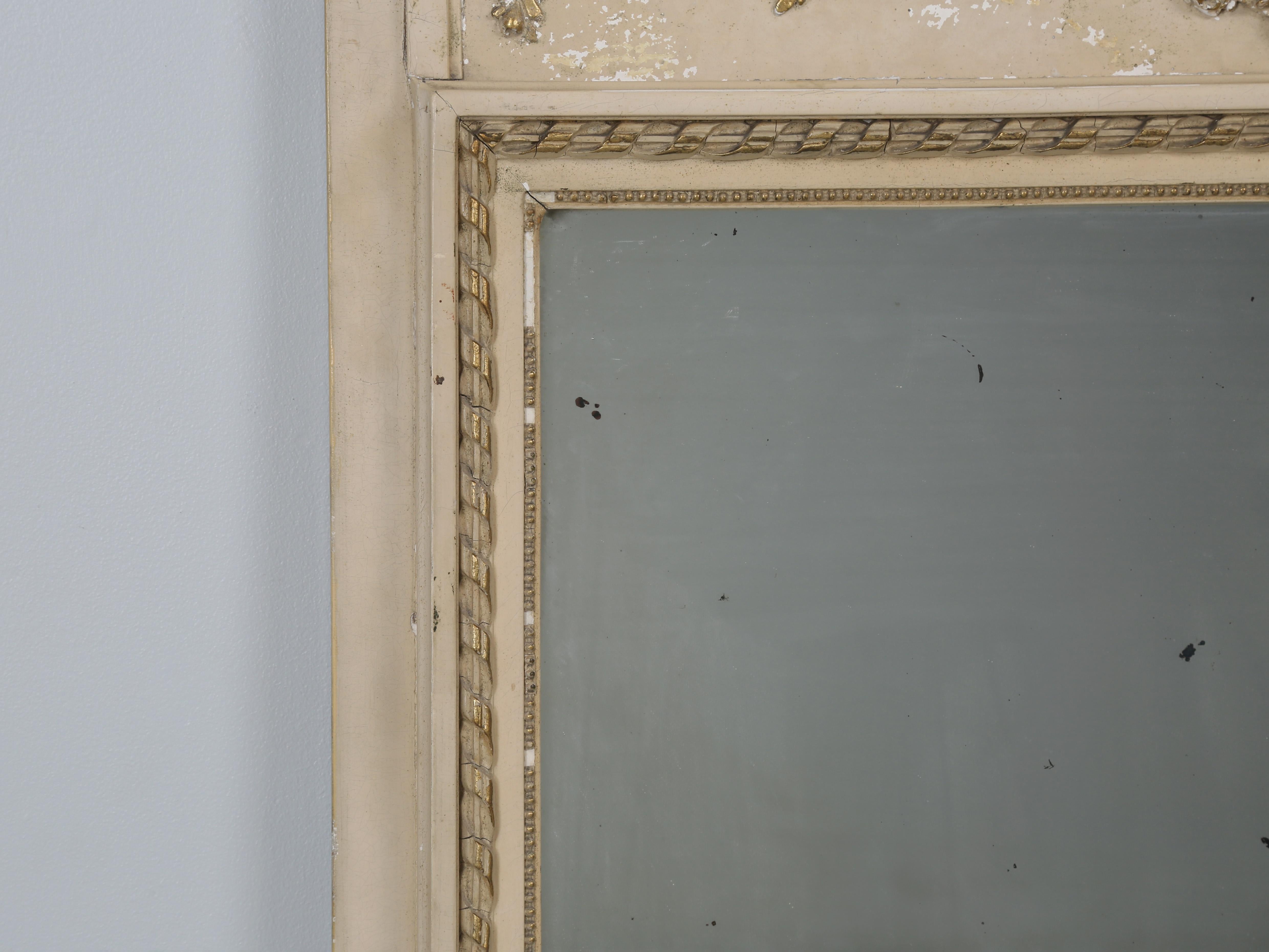 Antique French Trumeau with Original Mirror Unrestored Great Natural Patina For Sale 6