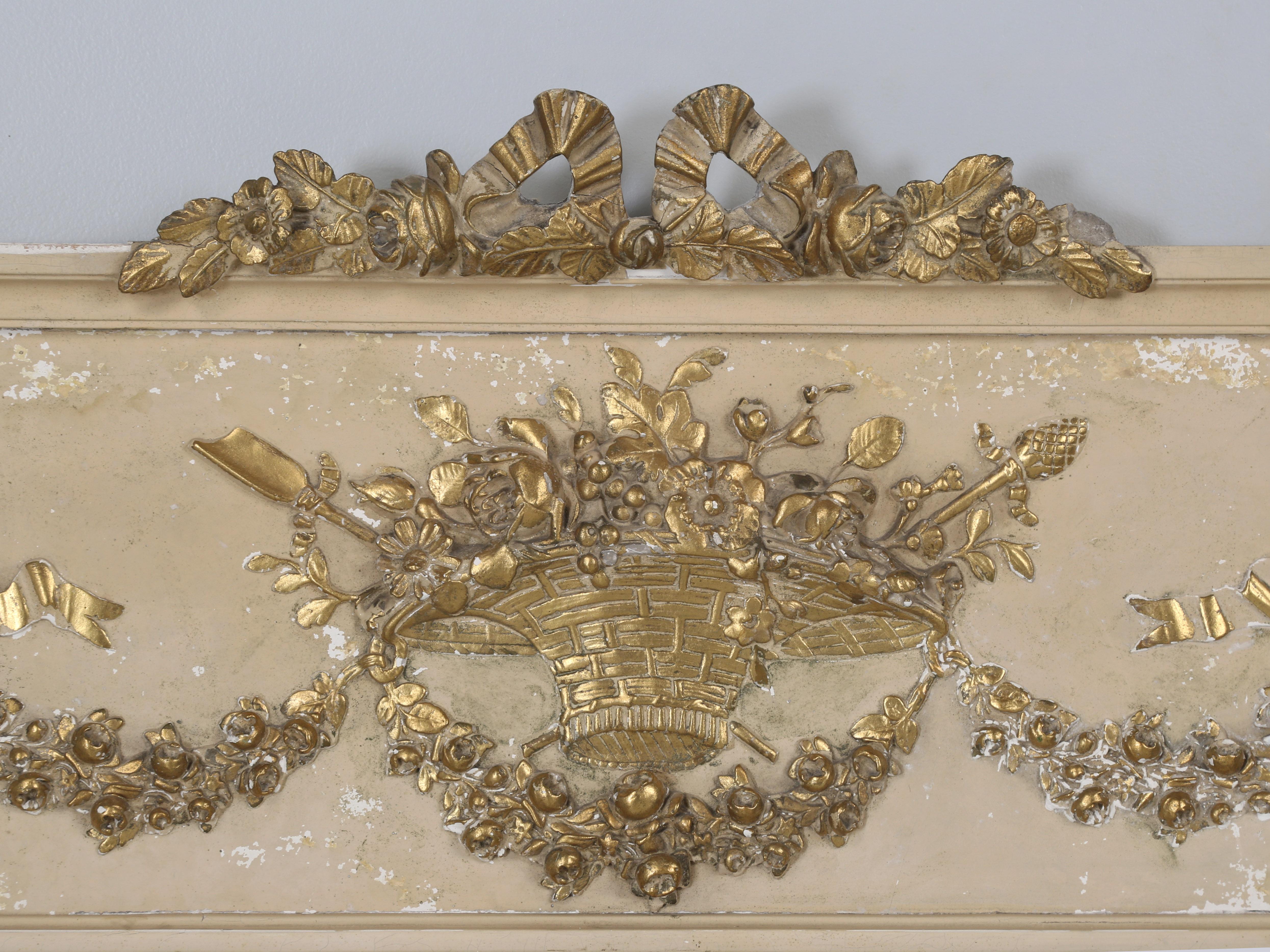 Louis XVI Trumeau français ancien avec miroir d'origine non restauré Patine naturelle exceptionnelle en vente