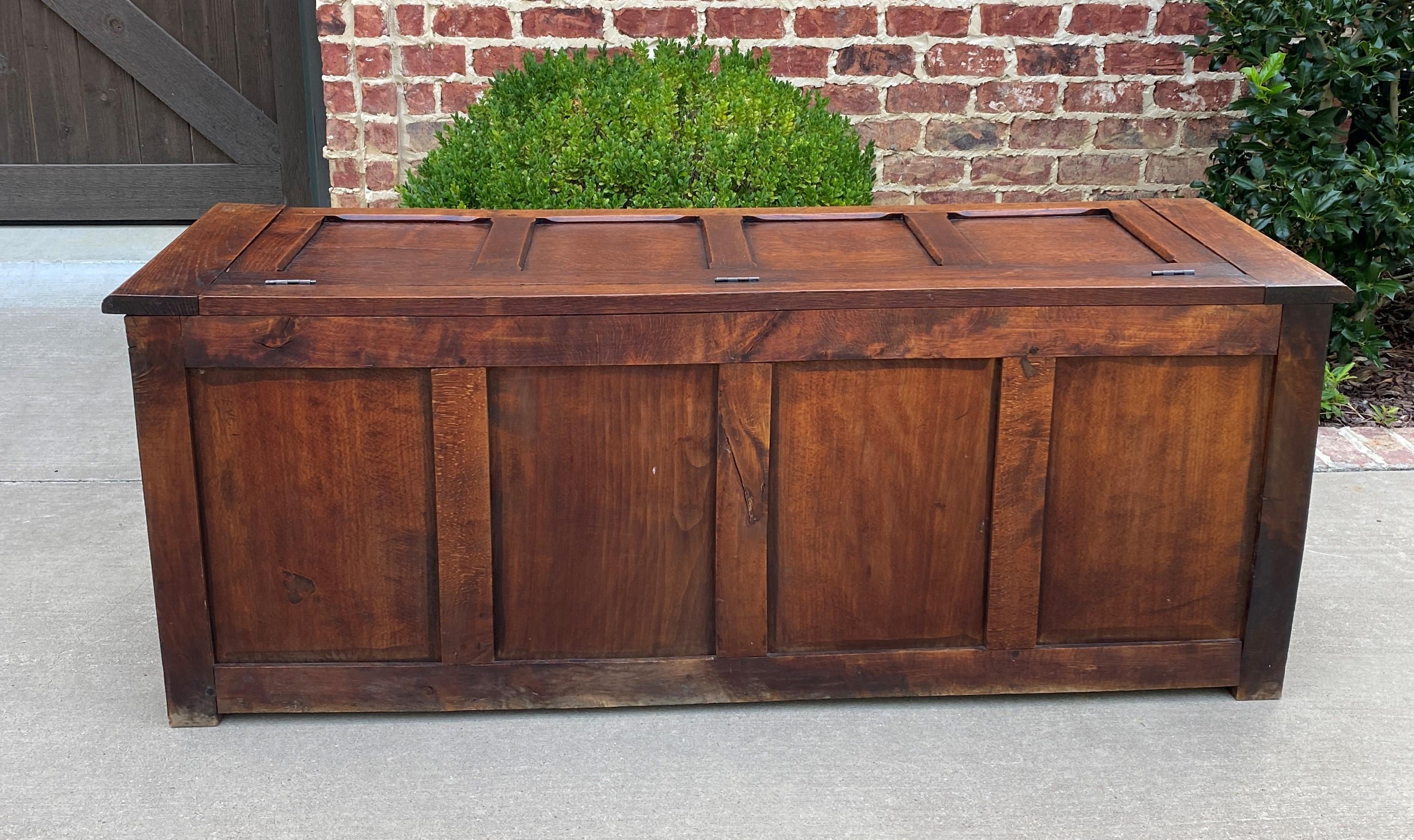 Antique French Trunk Blanket Box Coffee Table Chest Oak Gothic Shields, c.1920s 6