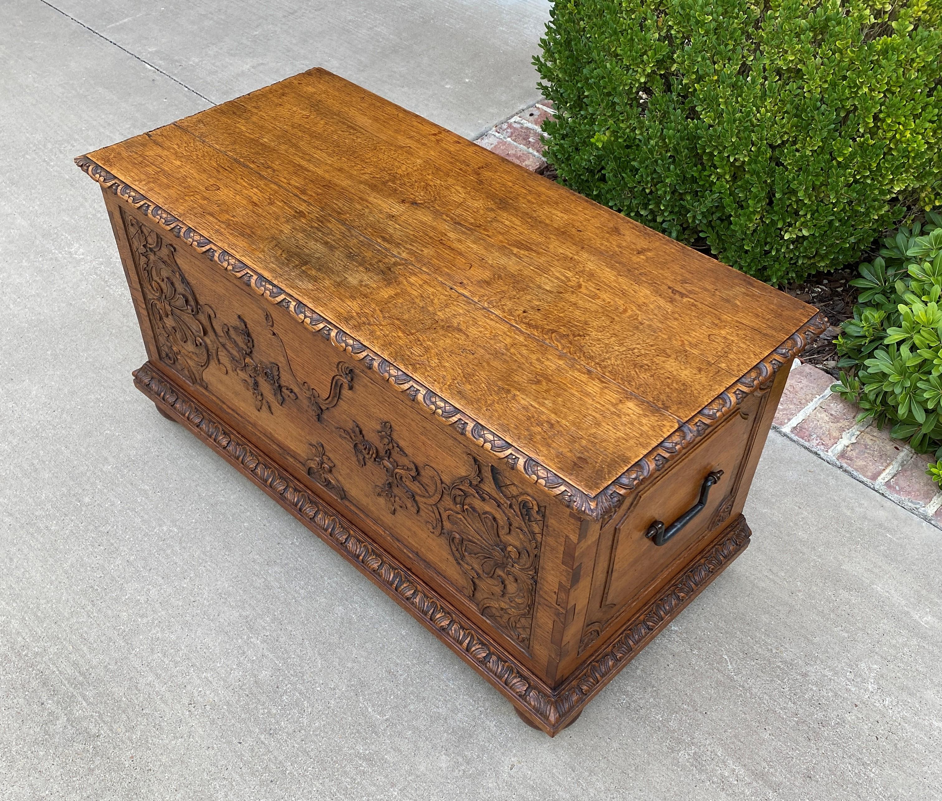 Antique French Trunk Blanket Box Coffer Coffee Table Oak Exposed Dovetails 2