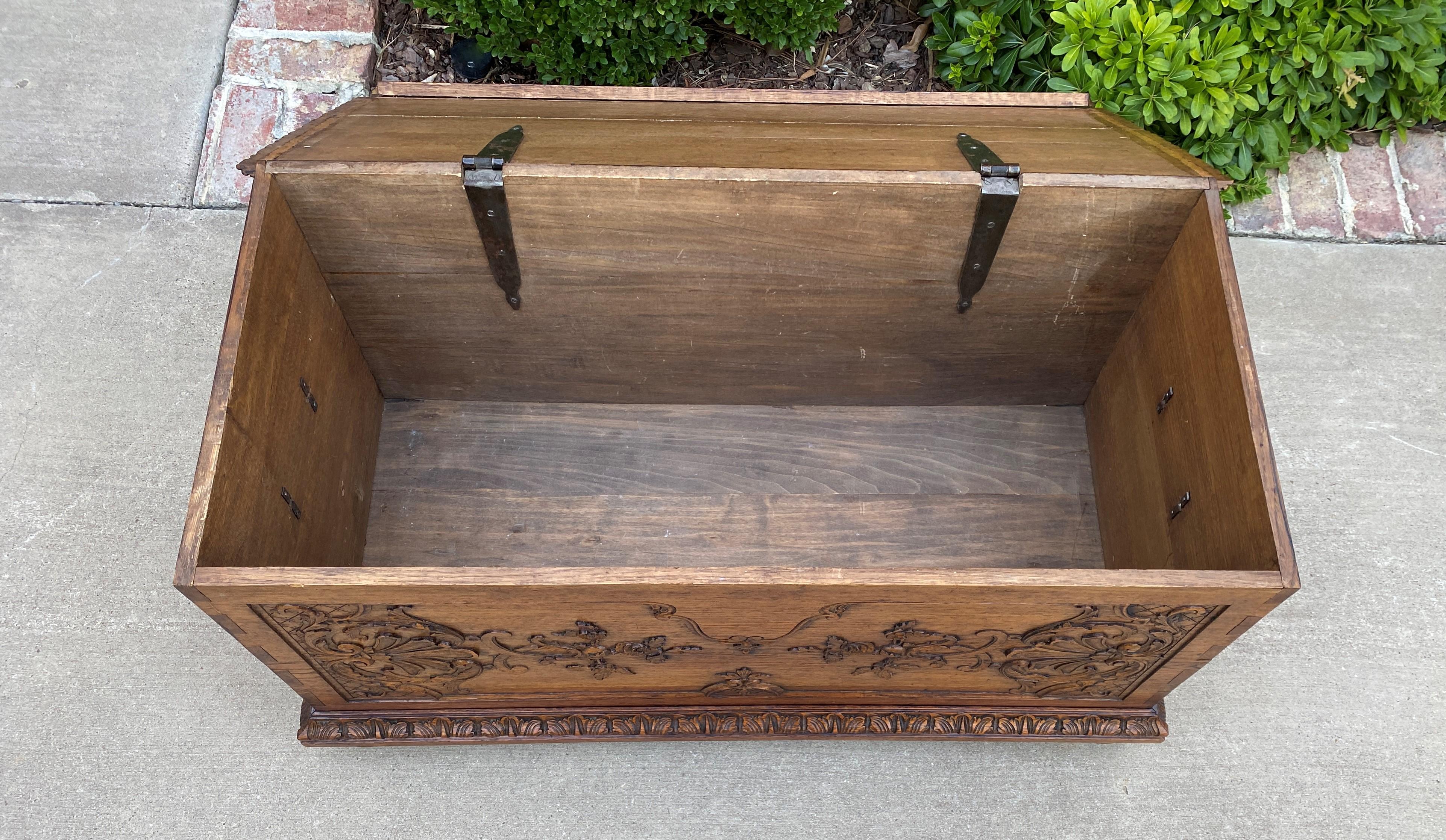 19th Century Antique French Trunk Blanket Box Coffer Coffee Table Oak Exposed Dovetails