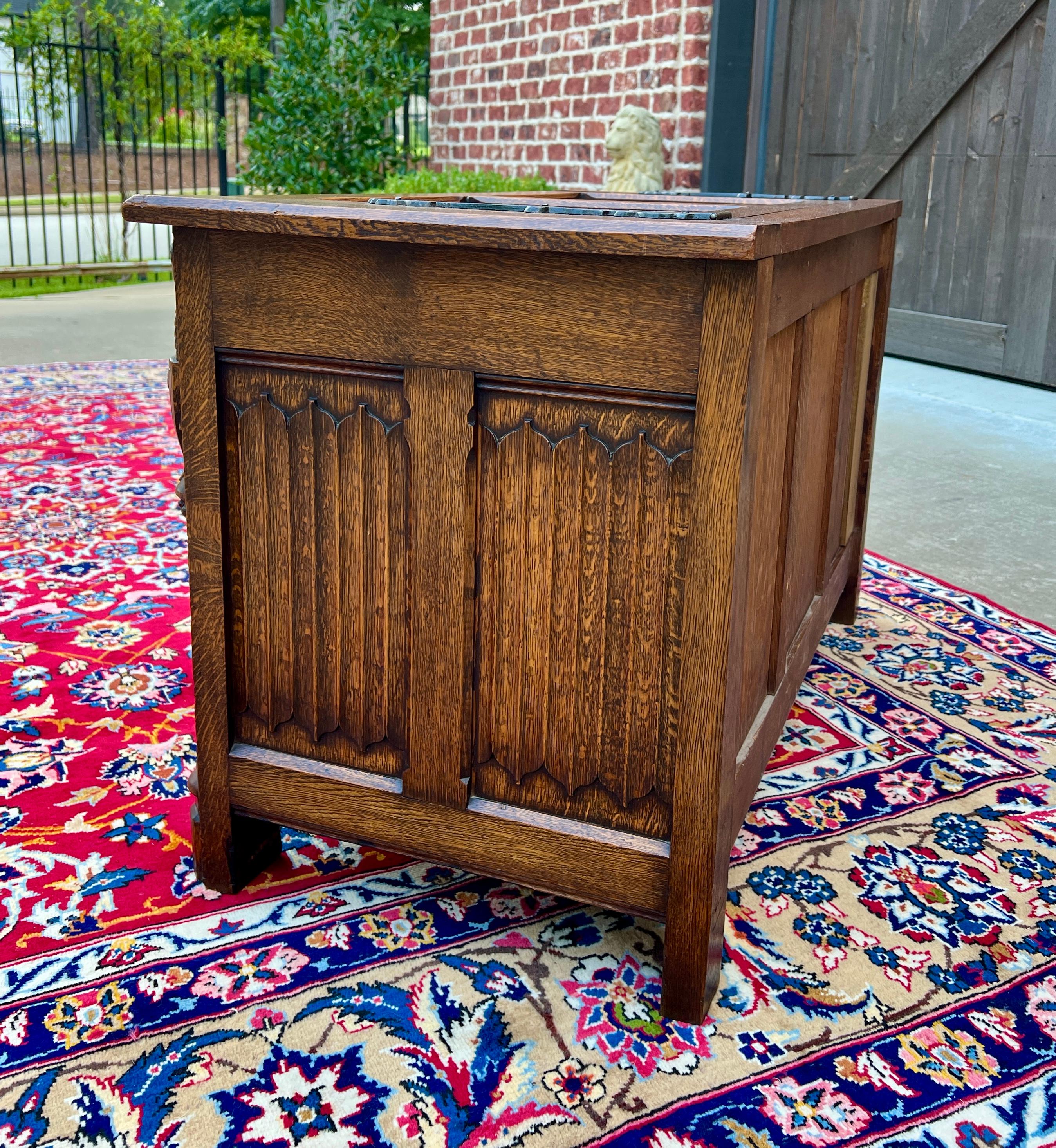 Antique French Trunk Chest Blanket Box Storage Coffer Gothic Revival c. 1920-30 9
