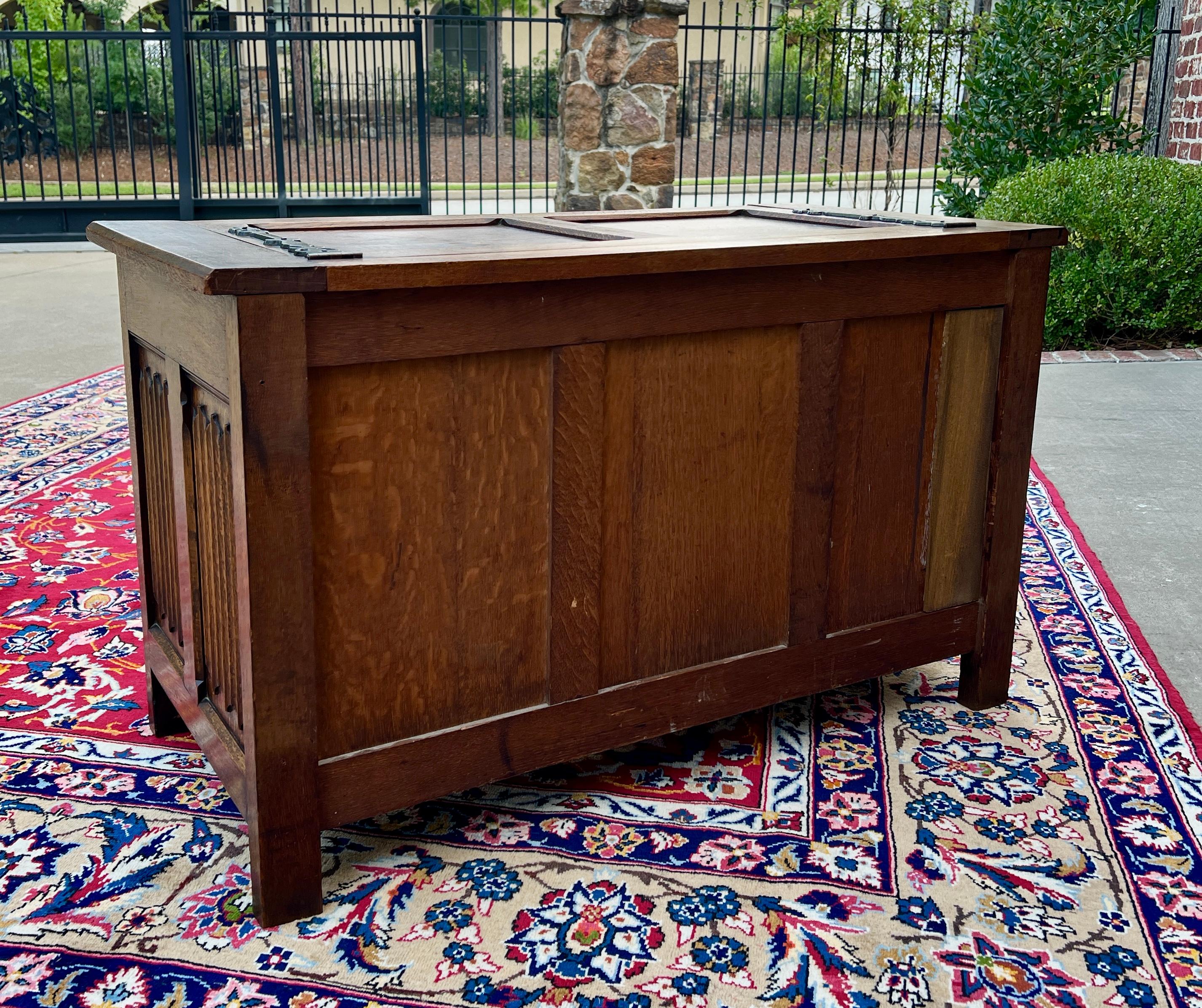 Antique French Trunk Chest Blanket Box Storage Coffer Gothic Revival c. 1920-30 13